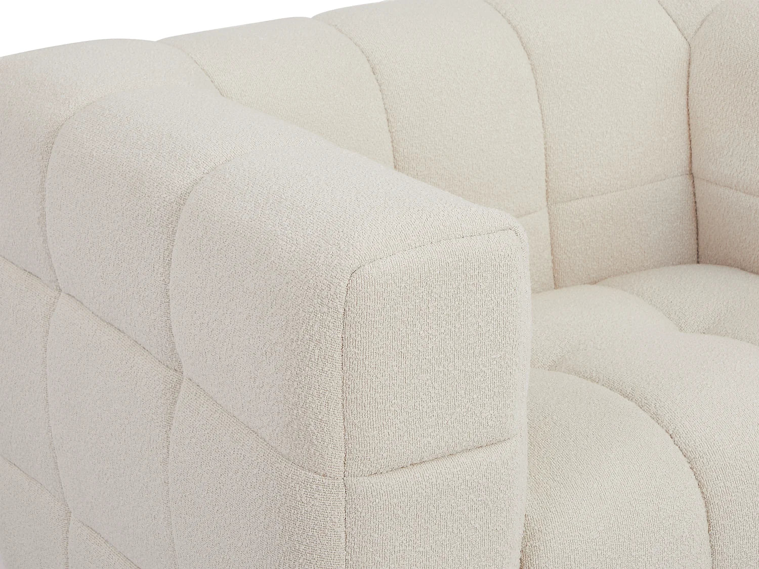 Fauteuil Bubble Carré en tissu bouclette blanc ivoire - LERICI
