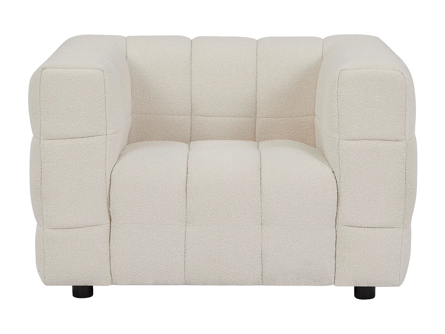 Fauteuil Bubble Carré en tissu bouclette blanc ivoire - LERICI
