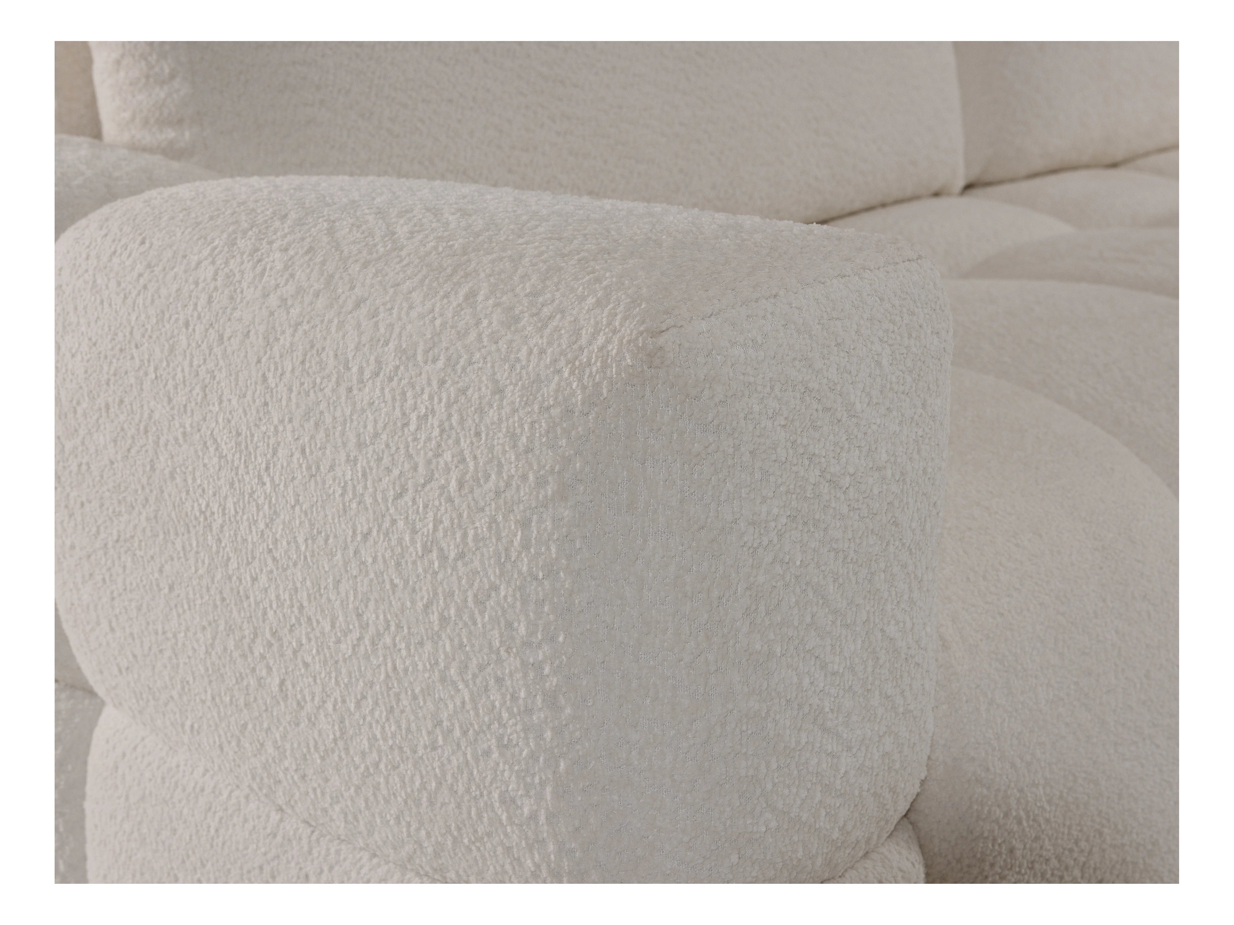Canapé Bubble 3 places convertible en tissu bouclette beige - ISSORO