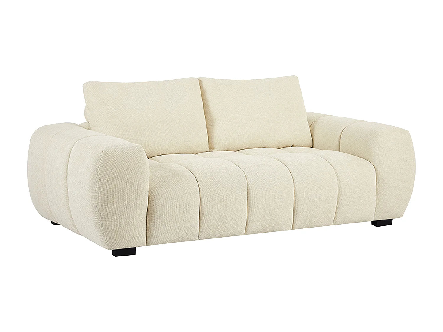 Canapé Bubble Japandi 3 places en tissu texturé beige - BERENIA