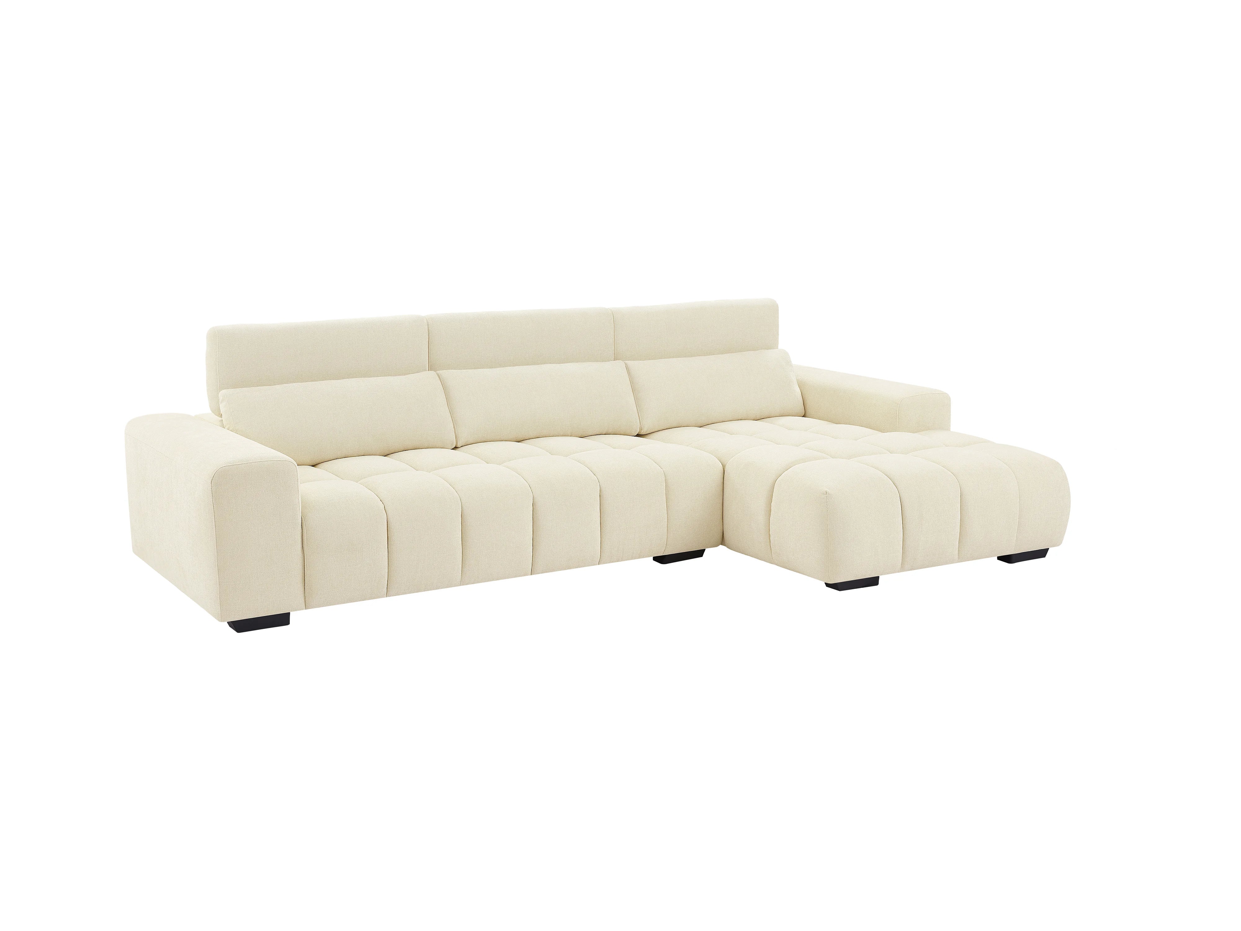 Grand Canapé Bubble d'angle droit en tissu texturé beige - LOPONZA