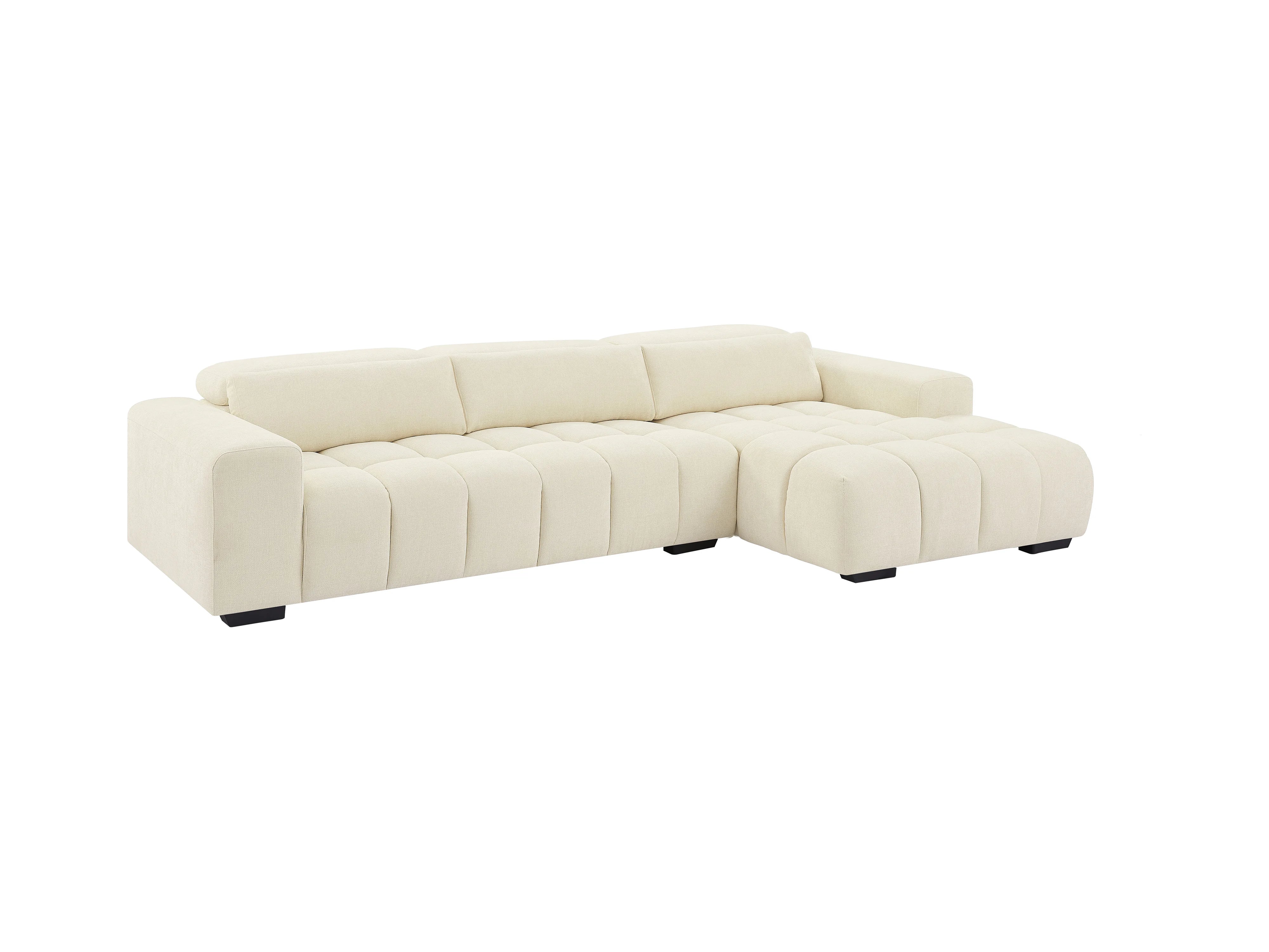 Grand Canapé Bubble d'angle droit en tissu texturé beige - LOPONZA