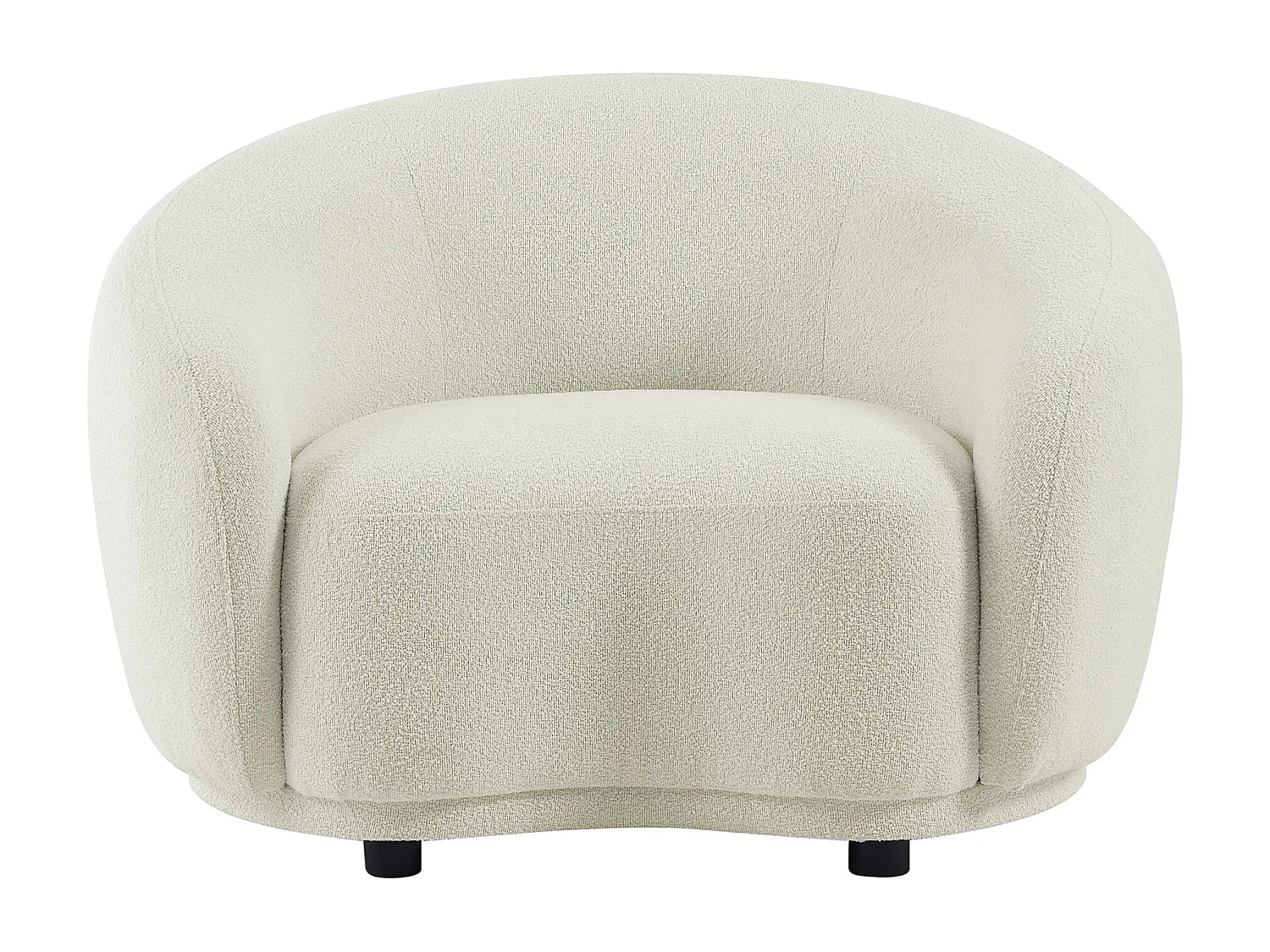 Fauteuil Bubble Scandinave en tissu bouclette blanc ivoire - BOVANA