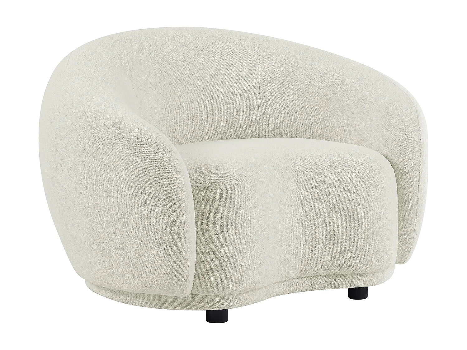 Fauteuil Bubble Scandinave en tissu bouclette blanc ivoire - BOVANA