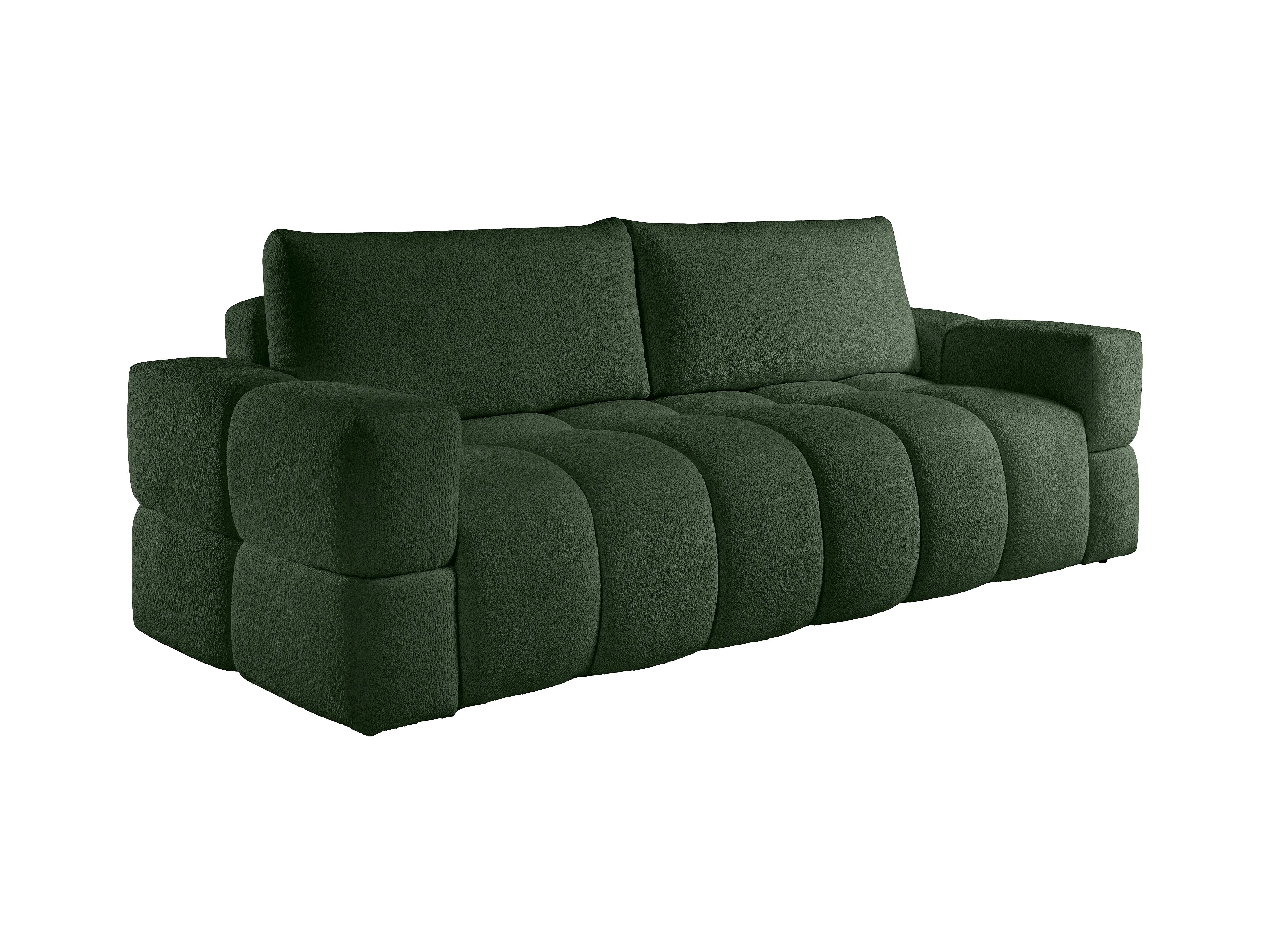 Canapé Bubble 3 places convertible en tissu bouclette vert - ISSORO