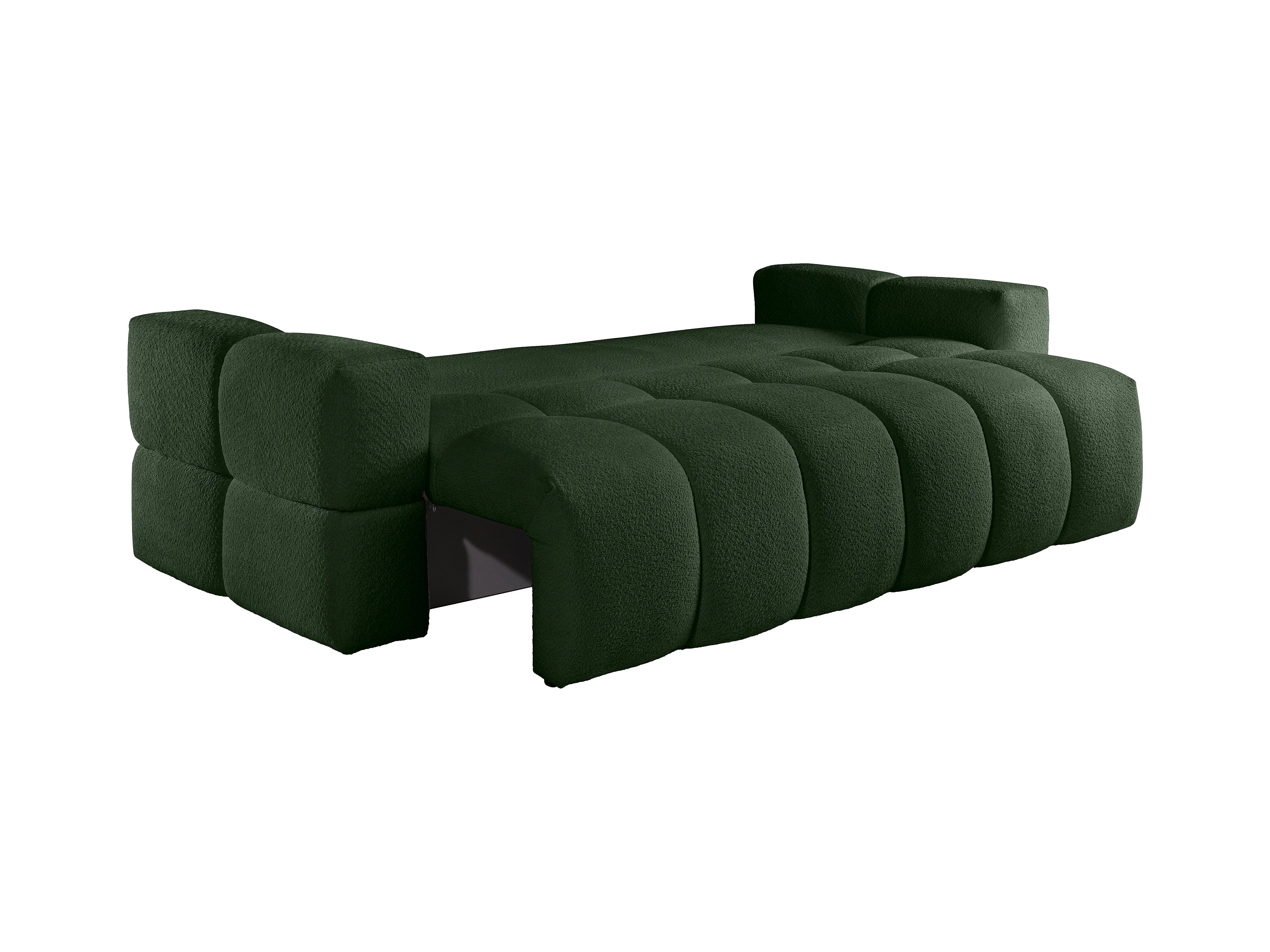 Canapé Bubble 3 places convertible en tissu bouclette vert - ISSORO