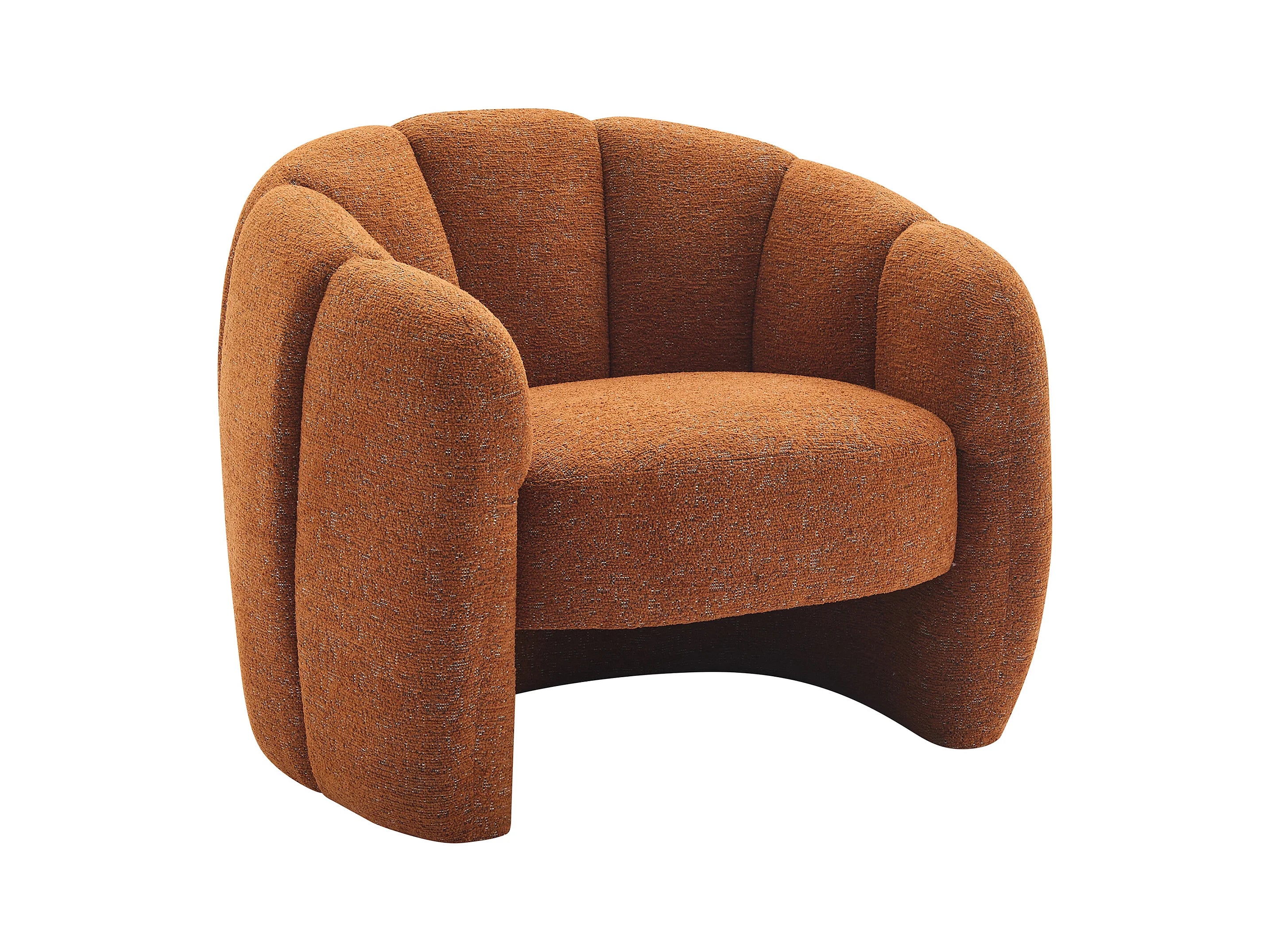 Fauteuil Bubble coquillage en tissu chenille terracotta - DELIPO