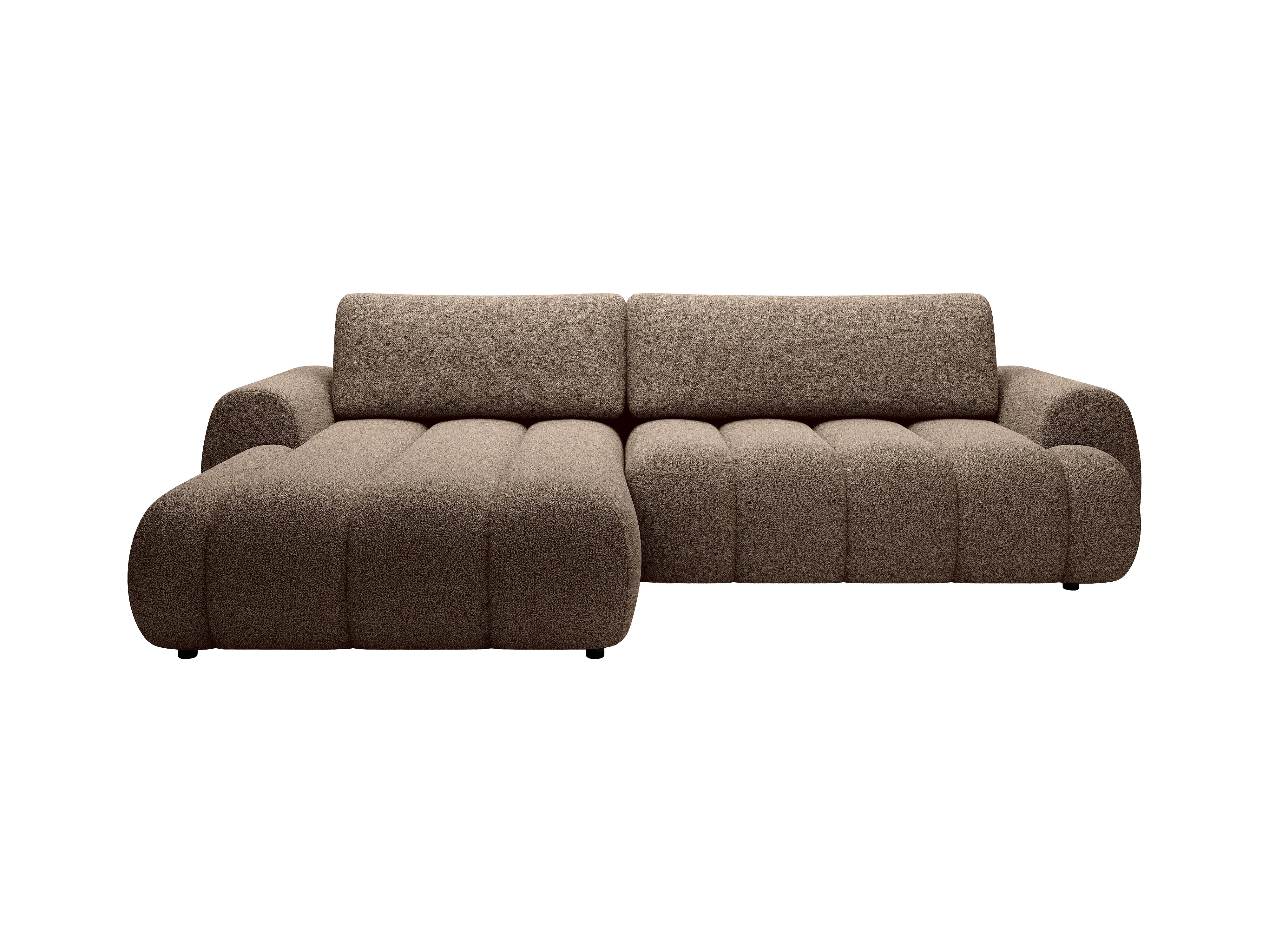 Canapé Bubble d'angle gauche convertible en tissu marron - FRIDORA