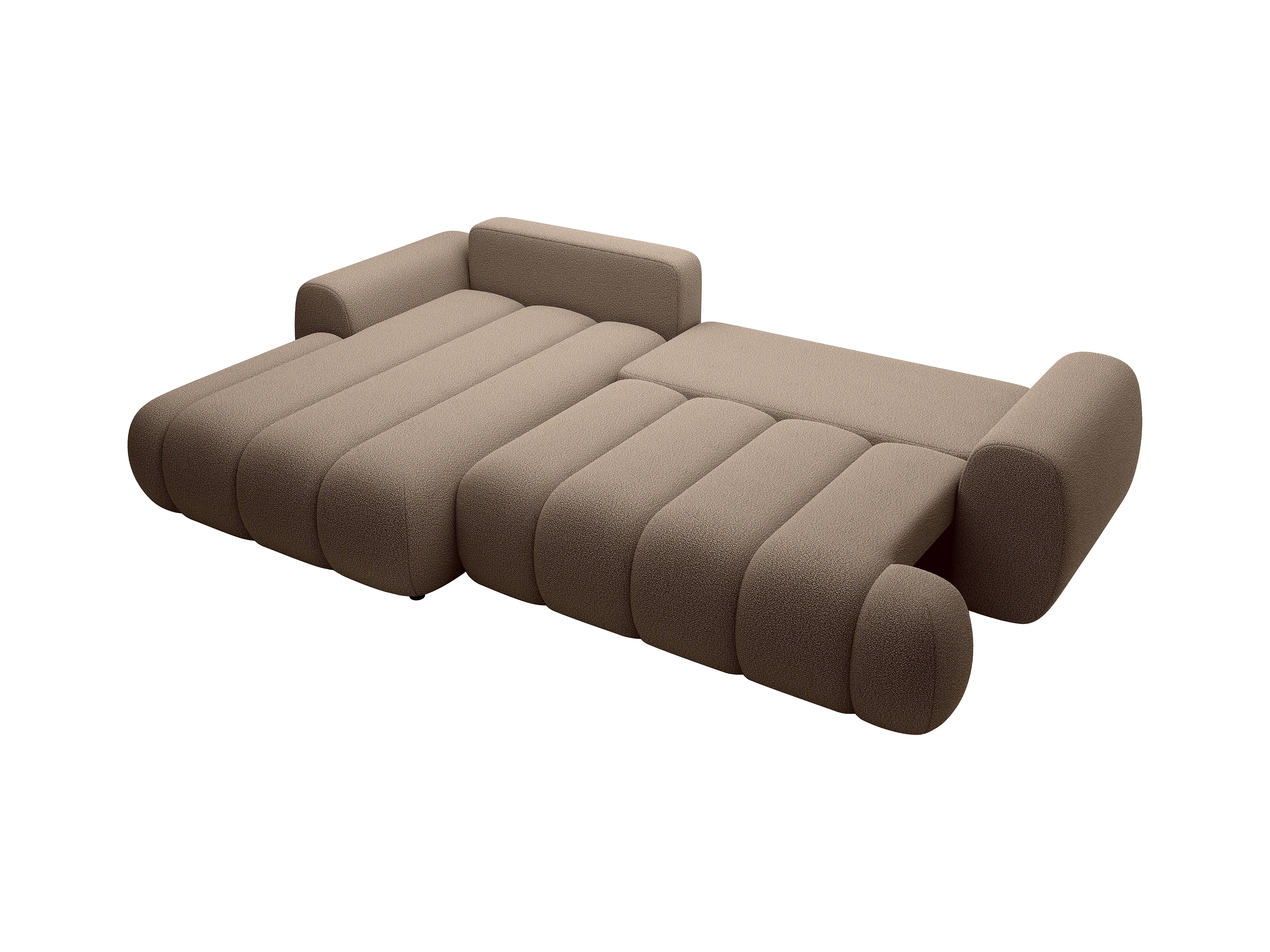 Canapé Bubble d'angle gauche convertible en tissu marron - FRIDORA