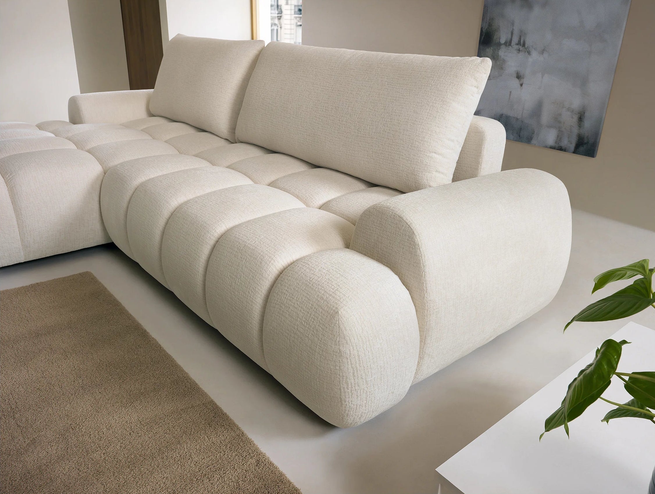 Canapé Bubble d'angle gauche convertible beige - FARNETA