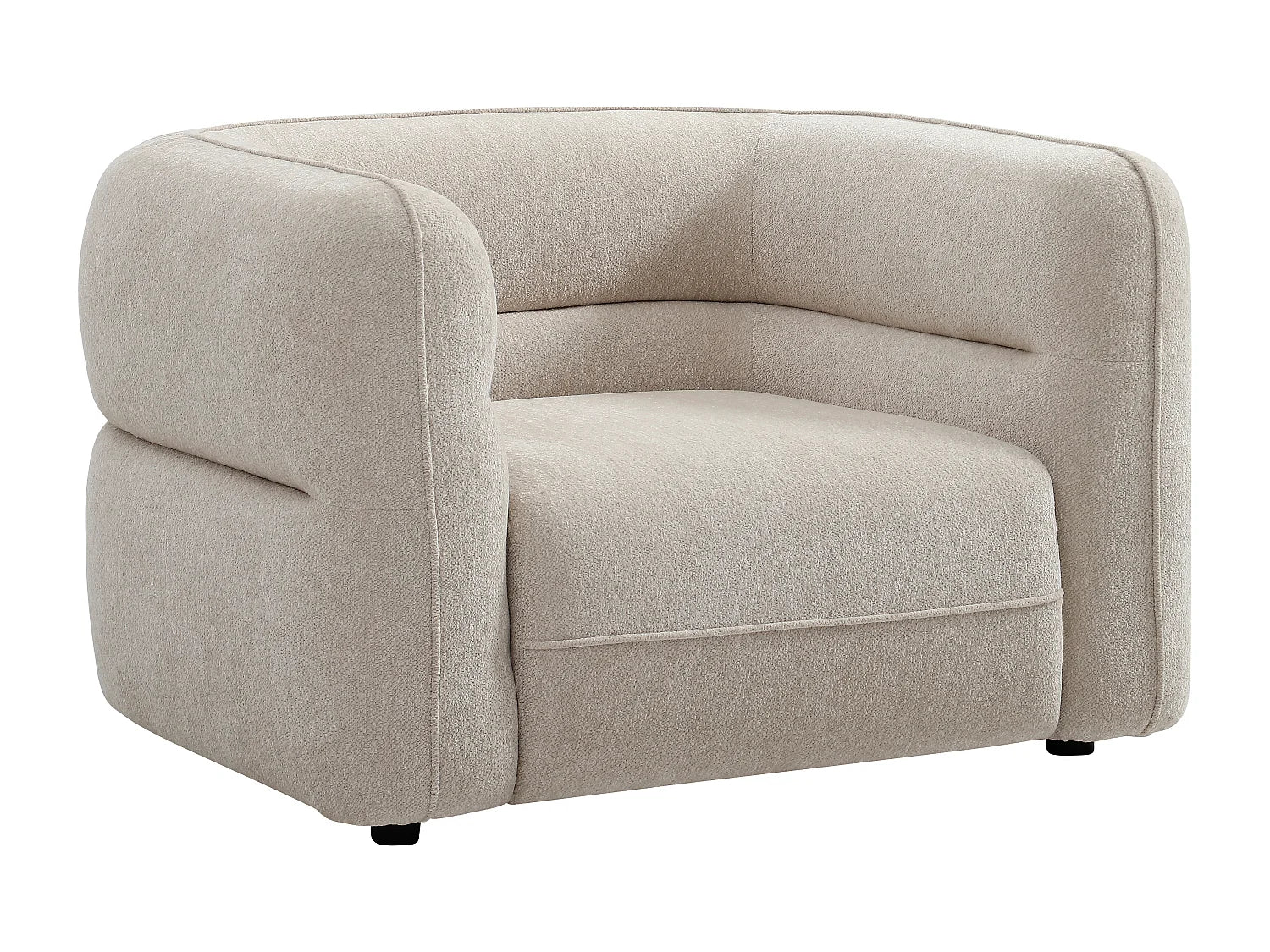Fauteuil Bubble en tissu chenille beige - TALIENA