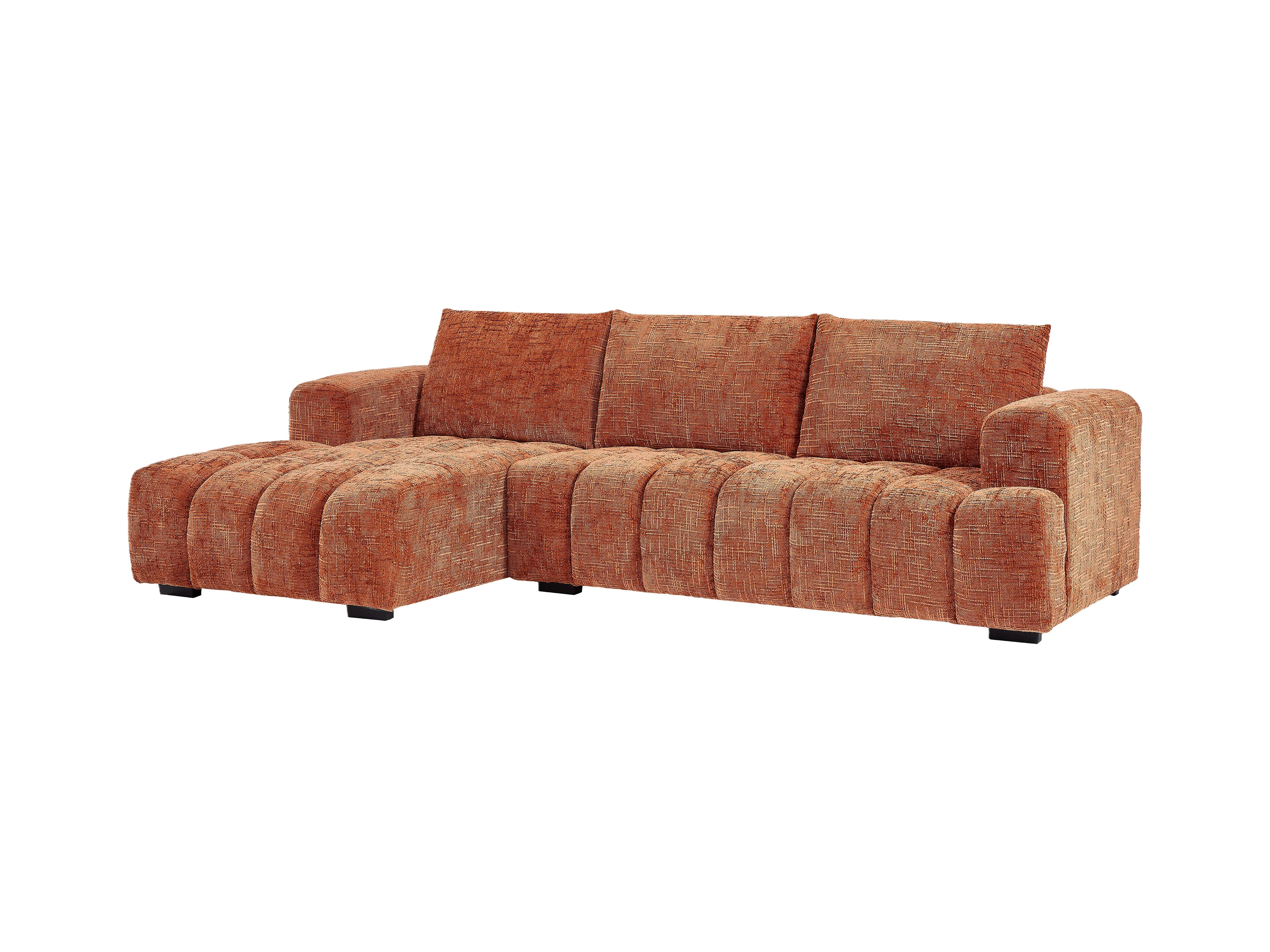 Canapé Bubble d'angle gauche en tissu texturé terracotta - BENOLA