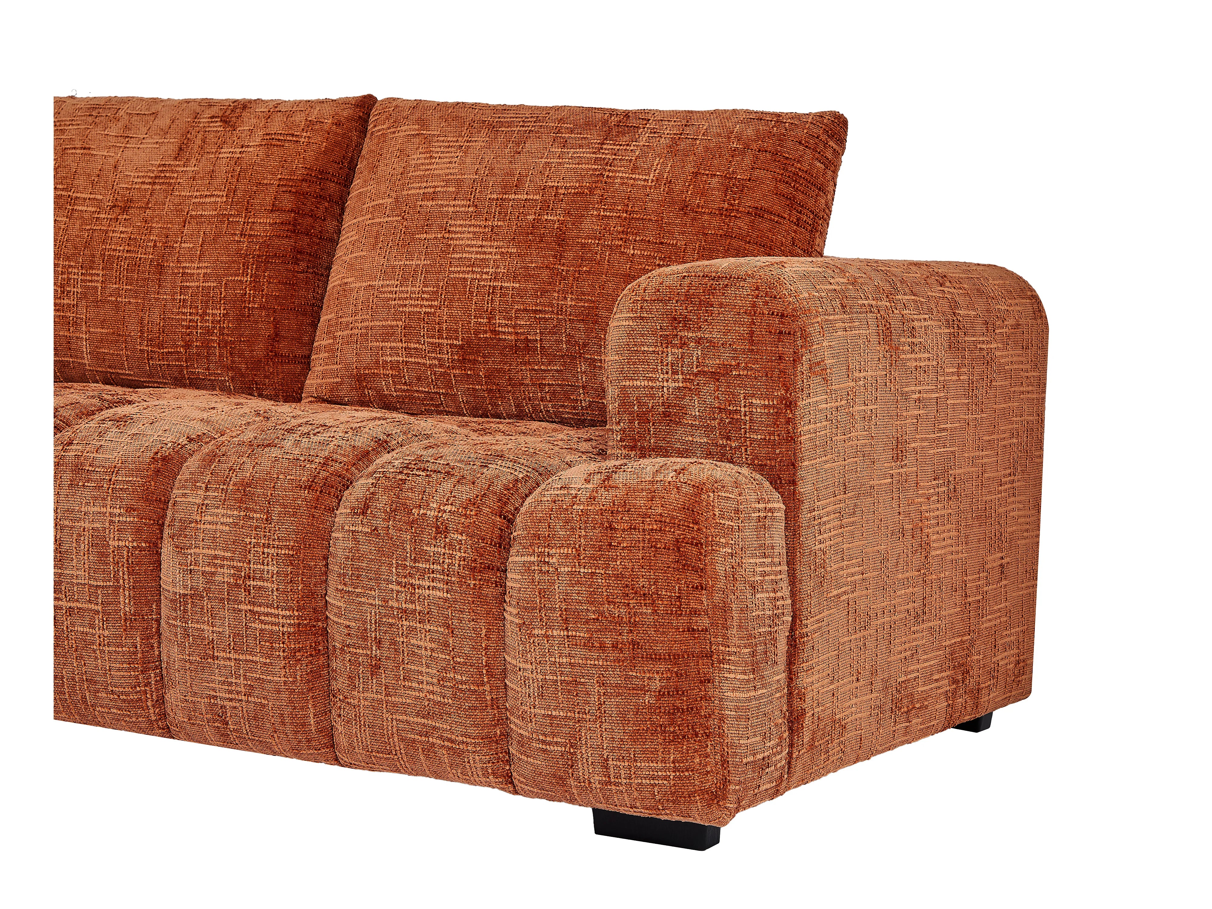 Canapé Bubble d'angle gauche en tissu texturé terracotta - BENOLA
