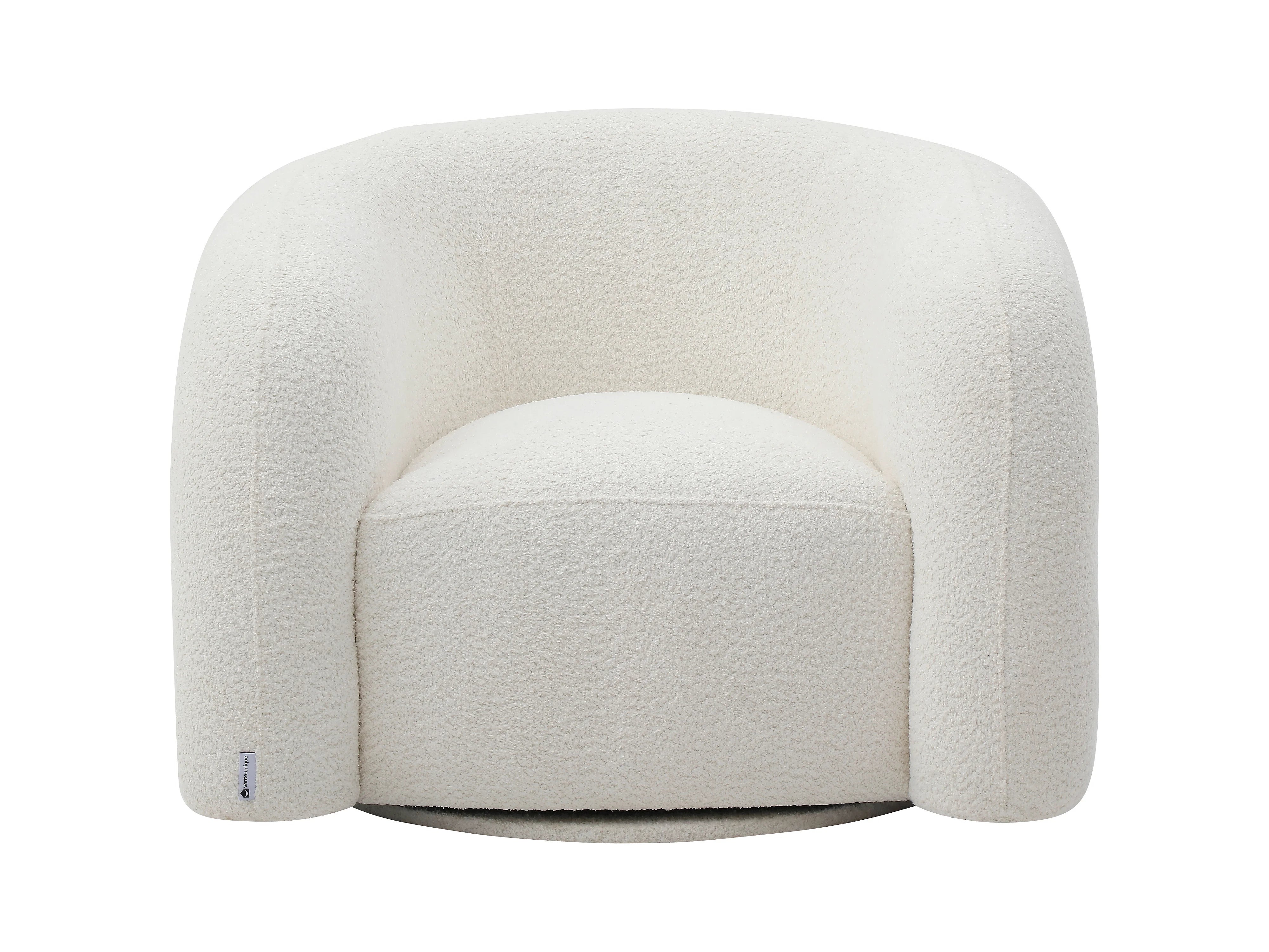 Fauteuil Bubble Design pivotant en bouclette blanc - LAPIOTA