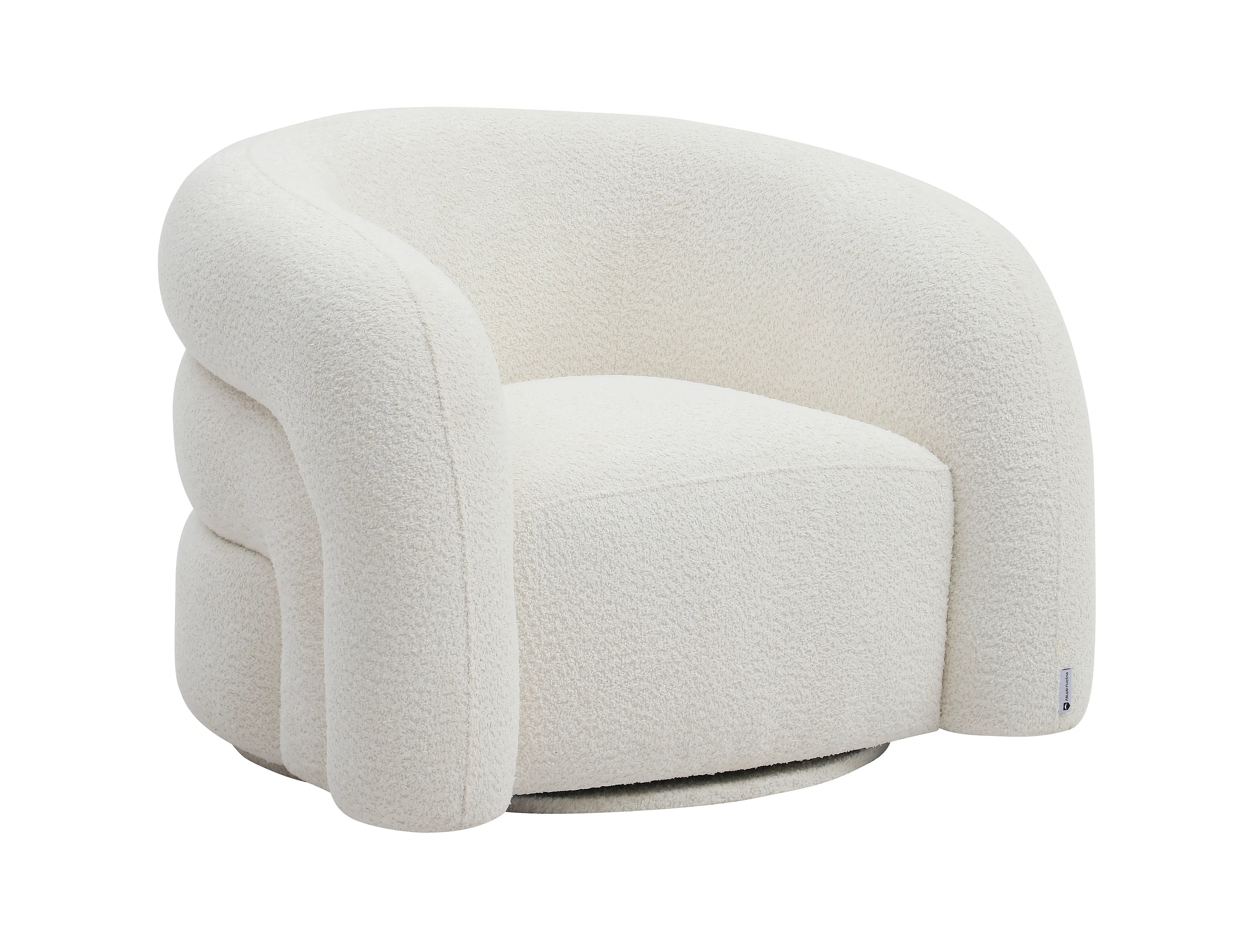 Fauteuil Bubble Design pivotant en bouclette blanc - LAPIOTA