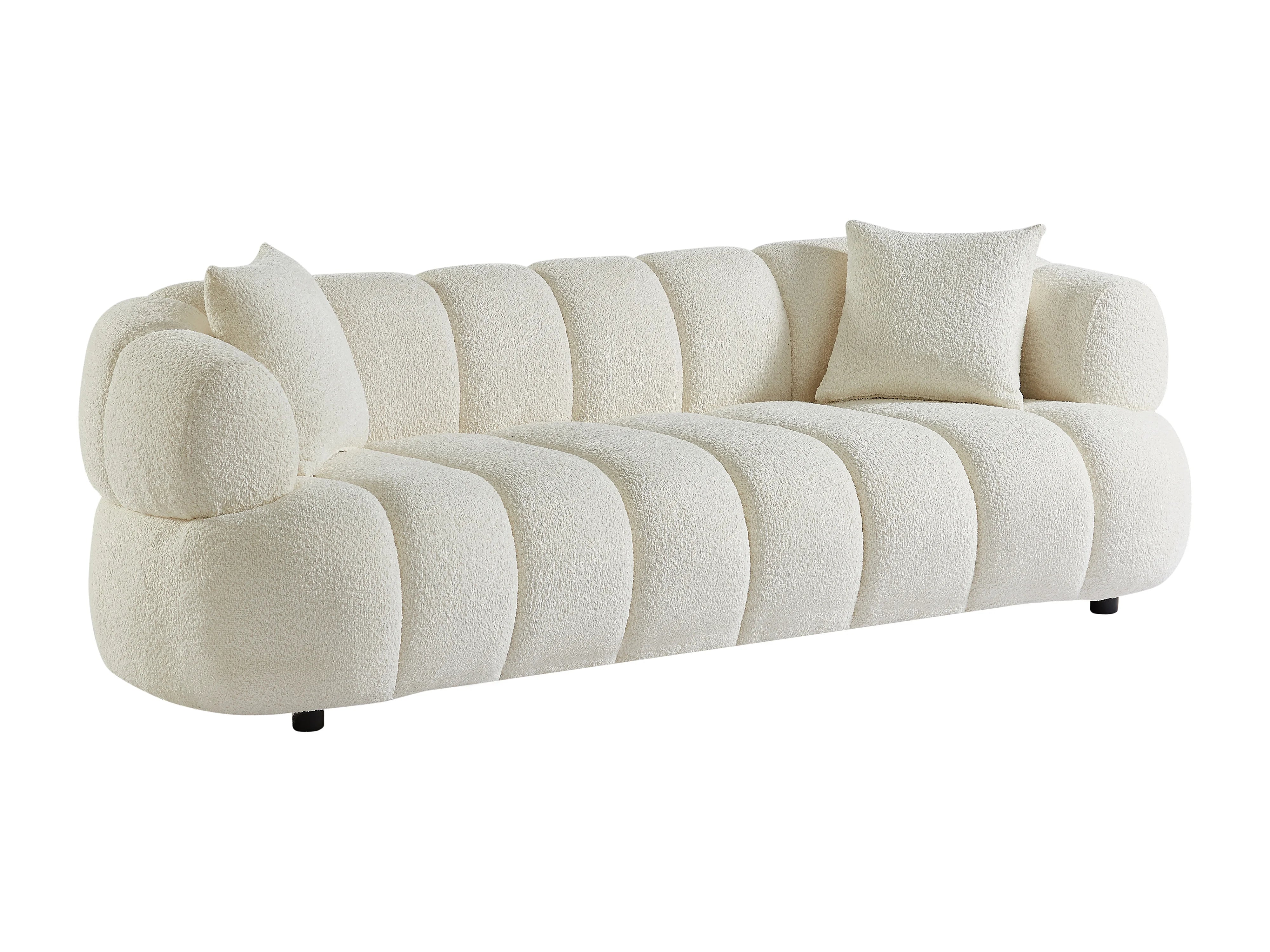 Canapé Bubble 3 places en tissu bouclette blanc cassé - COLIANI