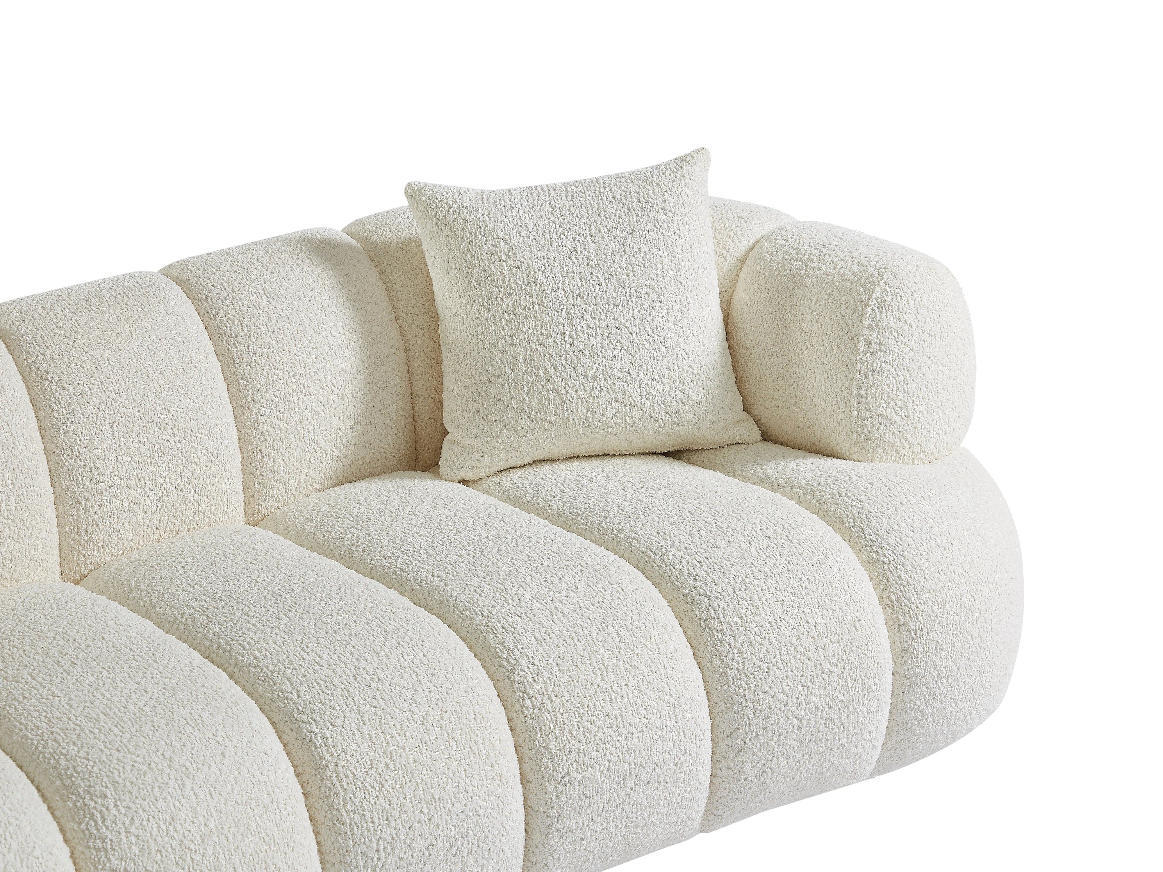 Canapé Bubble 3 places en tissu bouclette blanc cassé - COLIANI