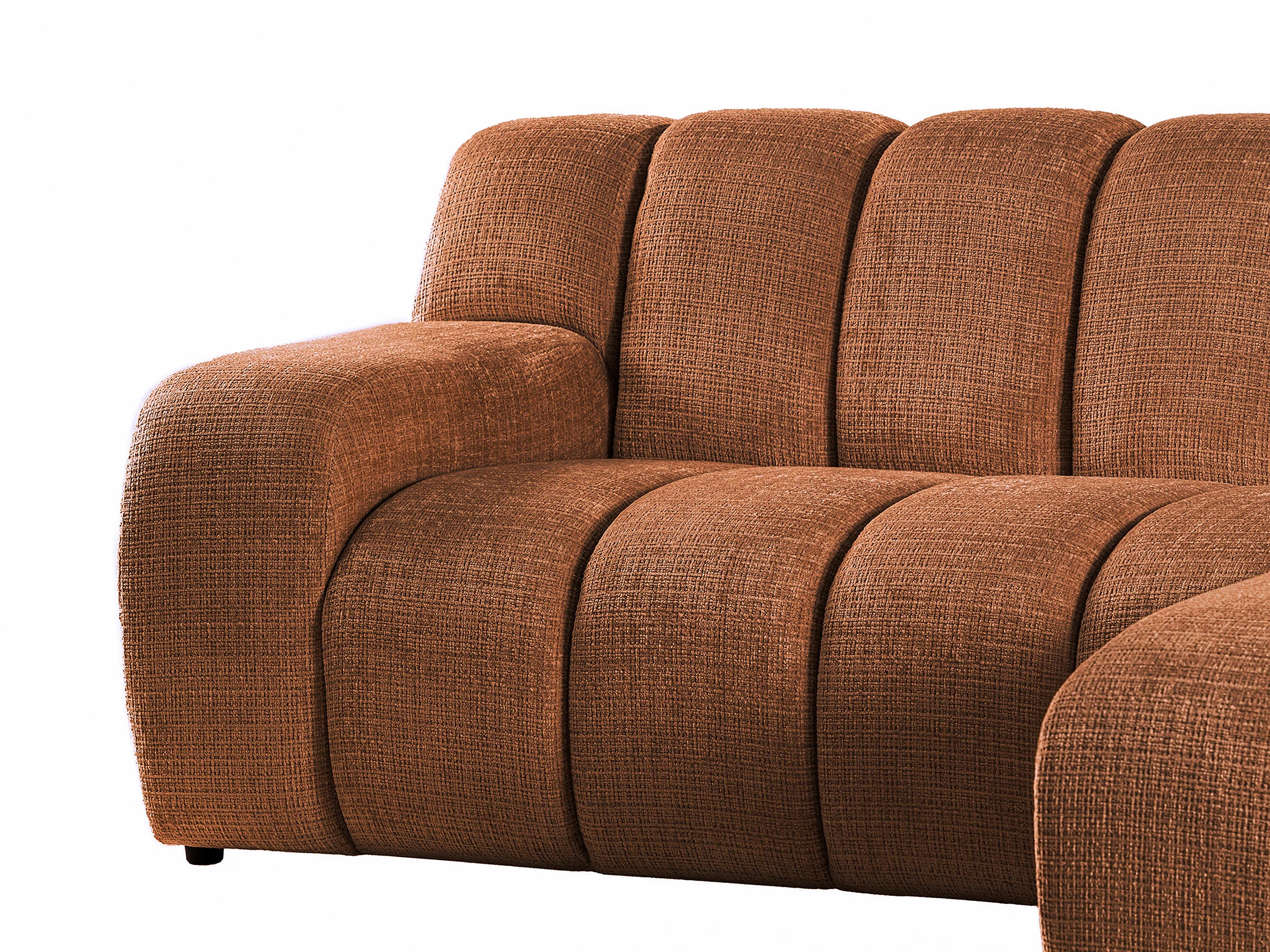 Canapé Bubble d'angle en tissu chenille terracotta - BELADON