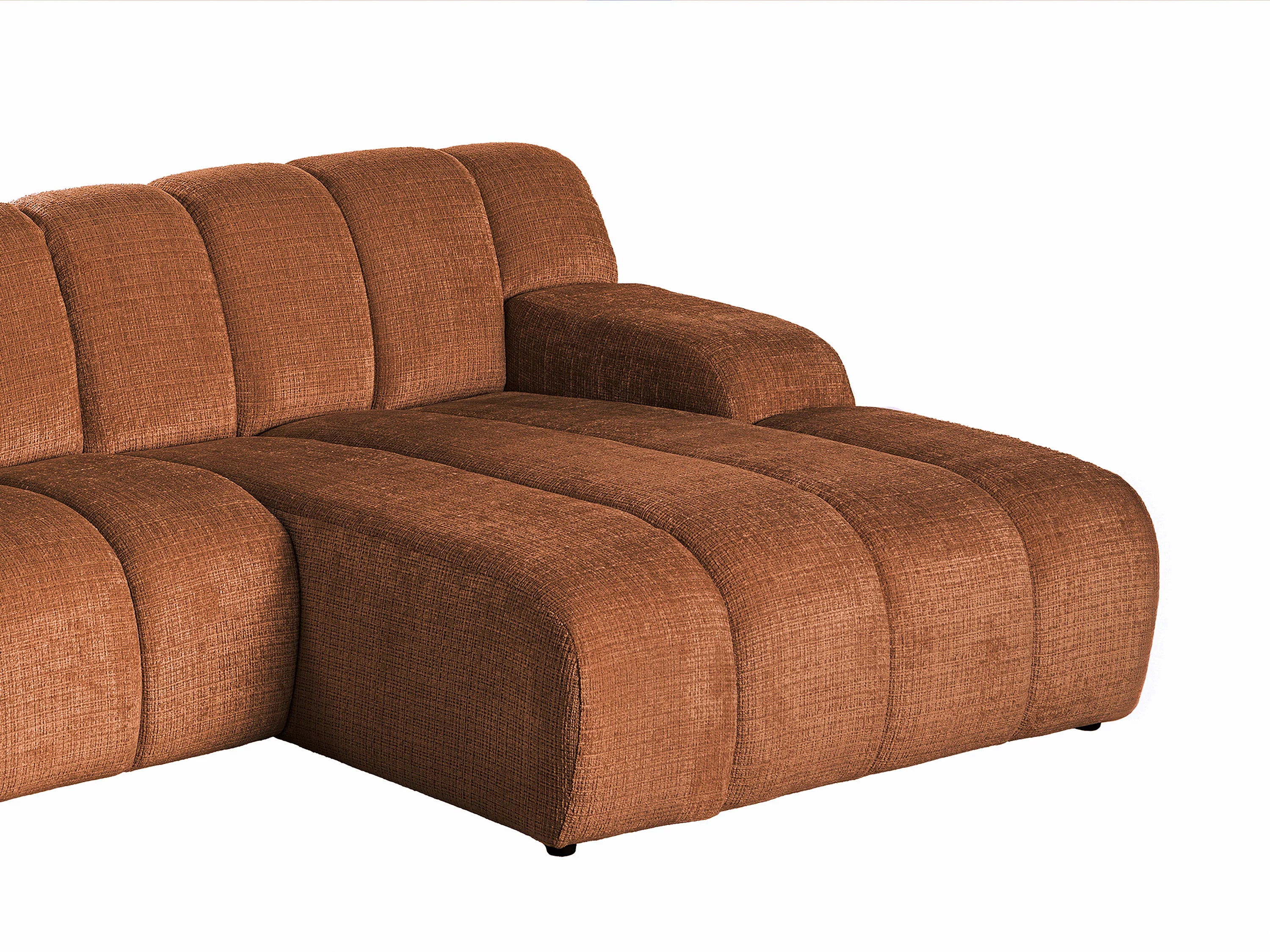 Canapé Bubble d'angle en tissu chenille terracotta - BELADON