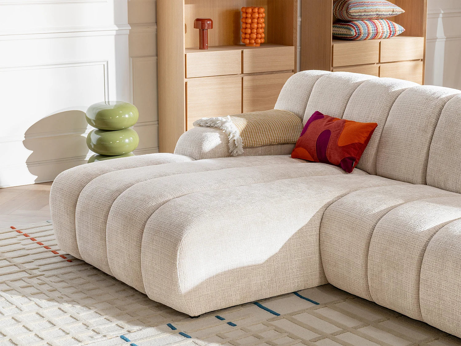 Canapé Bubble d'angle gauche scandinave beige - BELADON