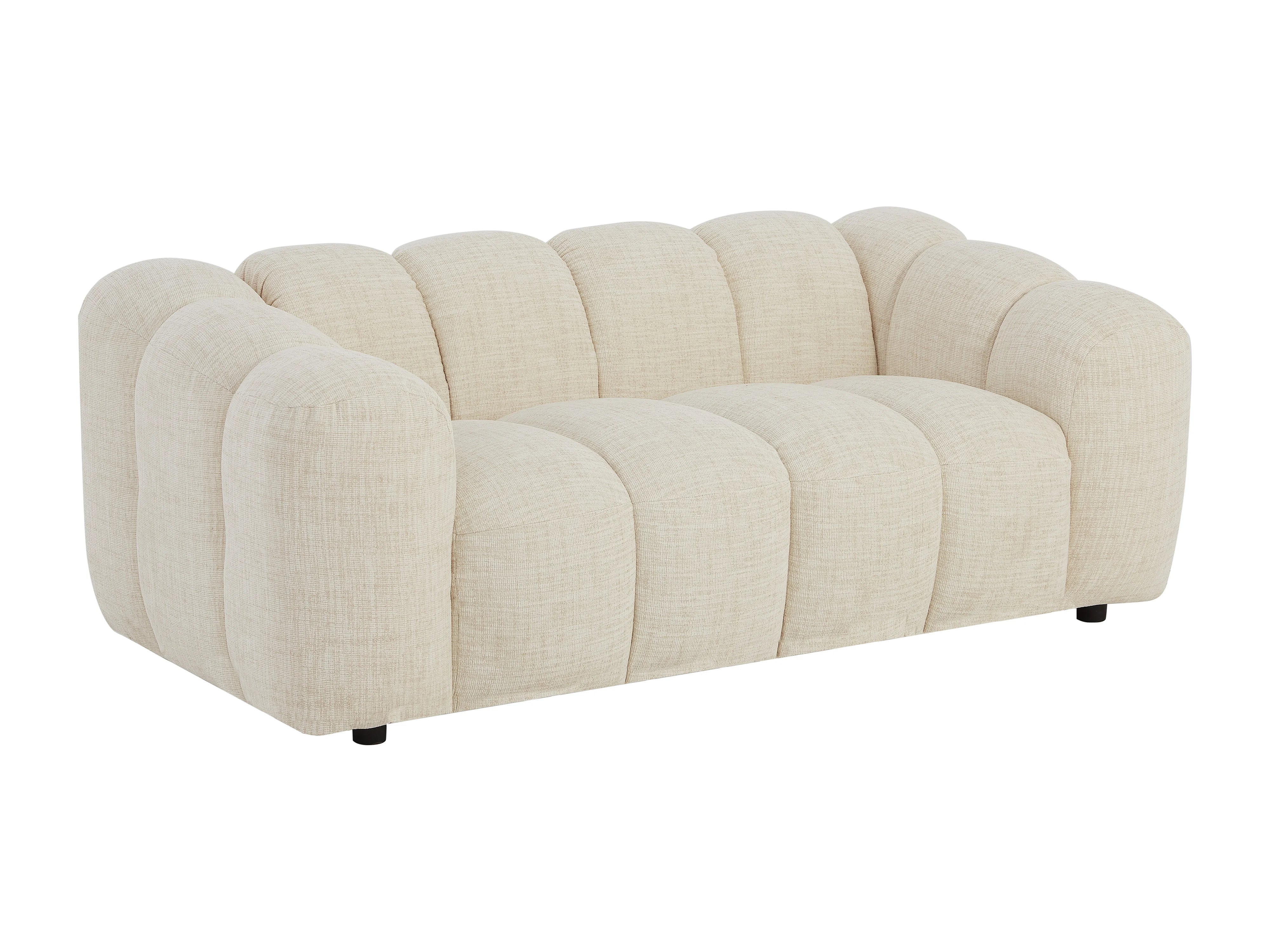 Canapé Bubble Organique 2 places en tissu chenille beige - NELIMAR