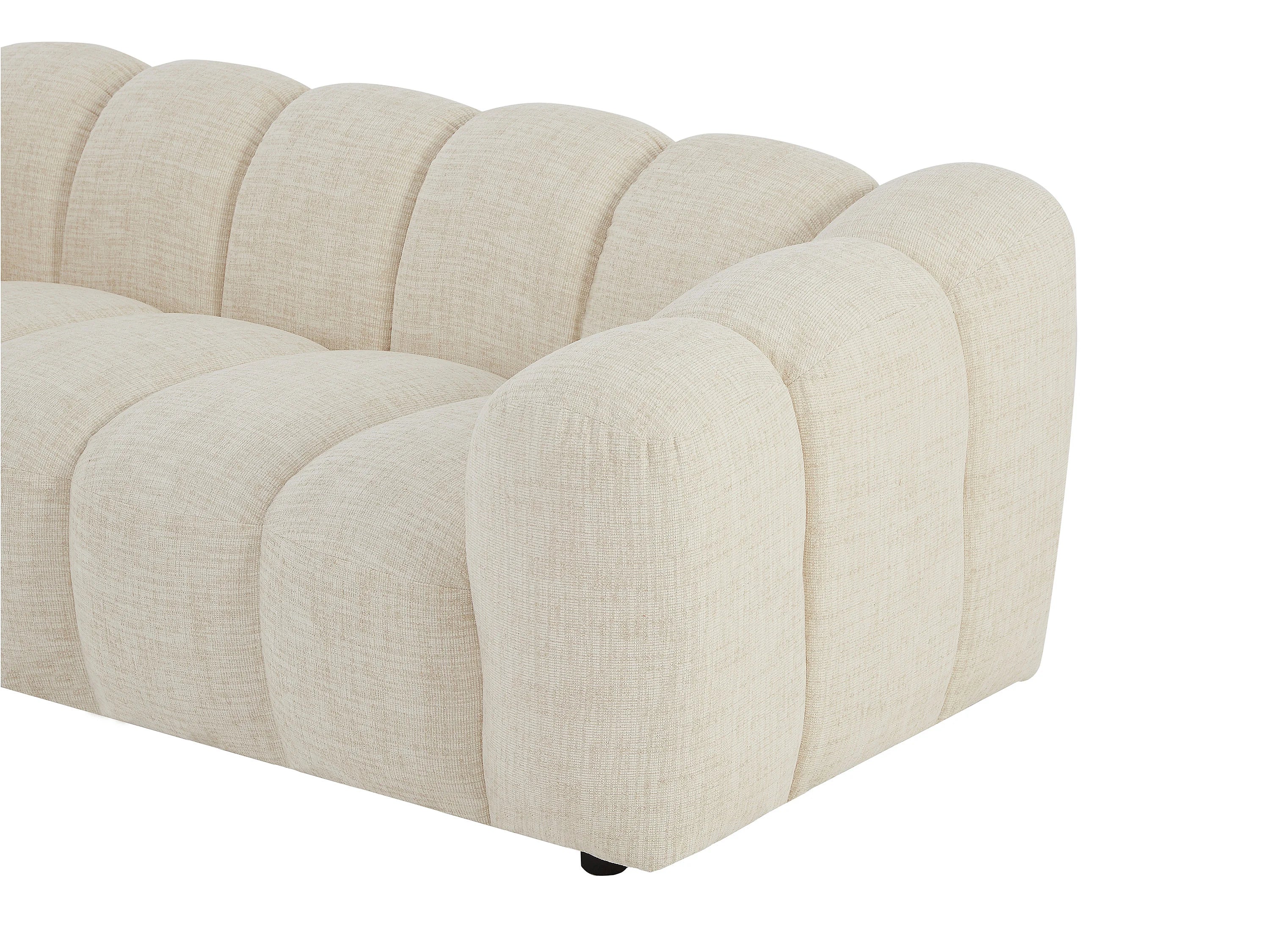 Canapé Bubble Organique 3 places en tissu chenille beige - NELIMAR