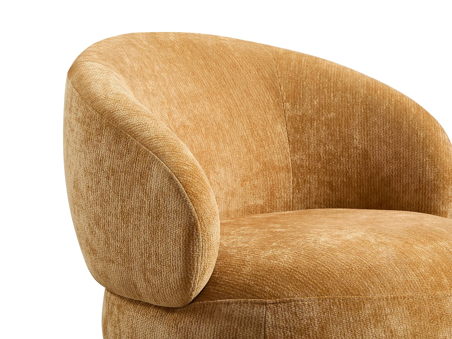 Fauteuil Bubble rotatif en tissu texturé jaune moutarde - LACAZO