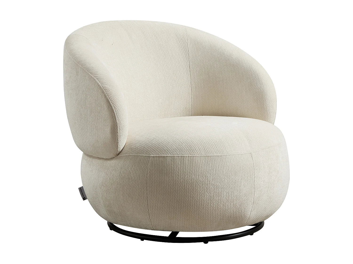 Fauteuil Bubble rotatif en tissu texturé beige - LACAZO