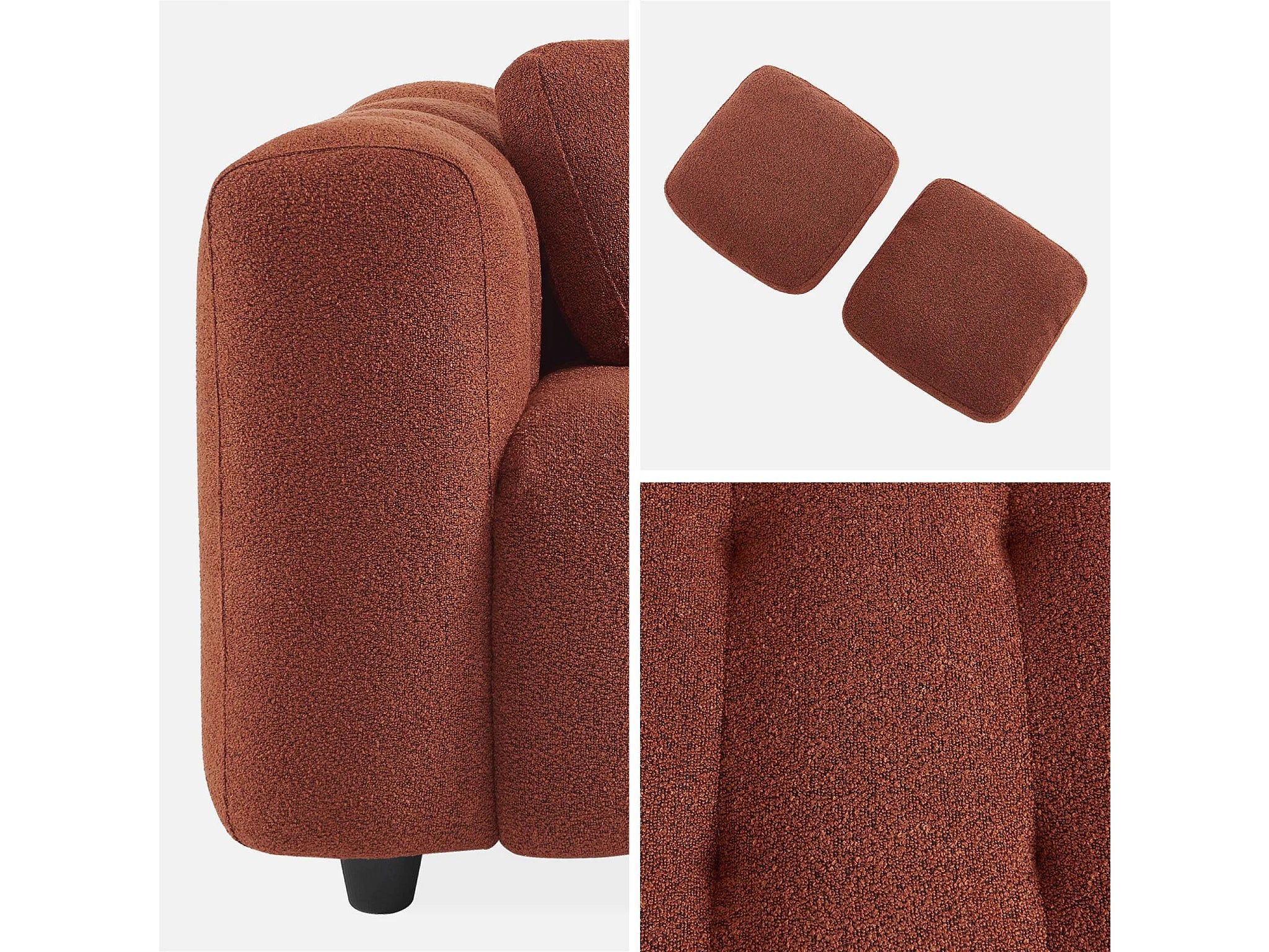 Canapé Bubble 3 places en bouclette terracotta - SWEEK
