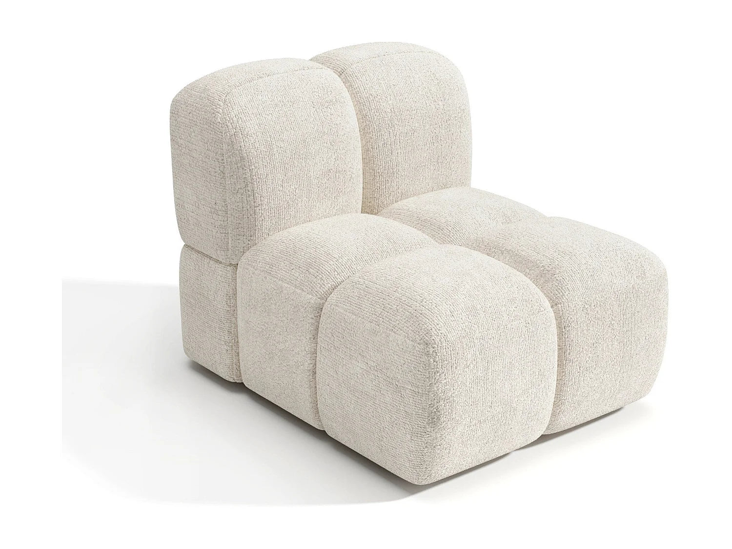 Fauteuil Bubble Japandi en velours texturé crème - NUBI