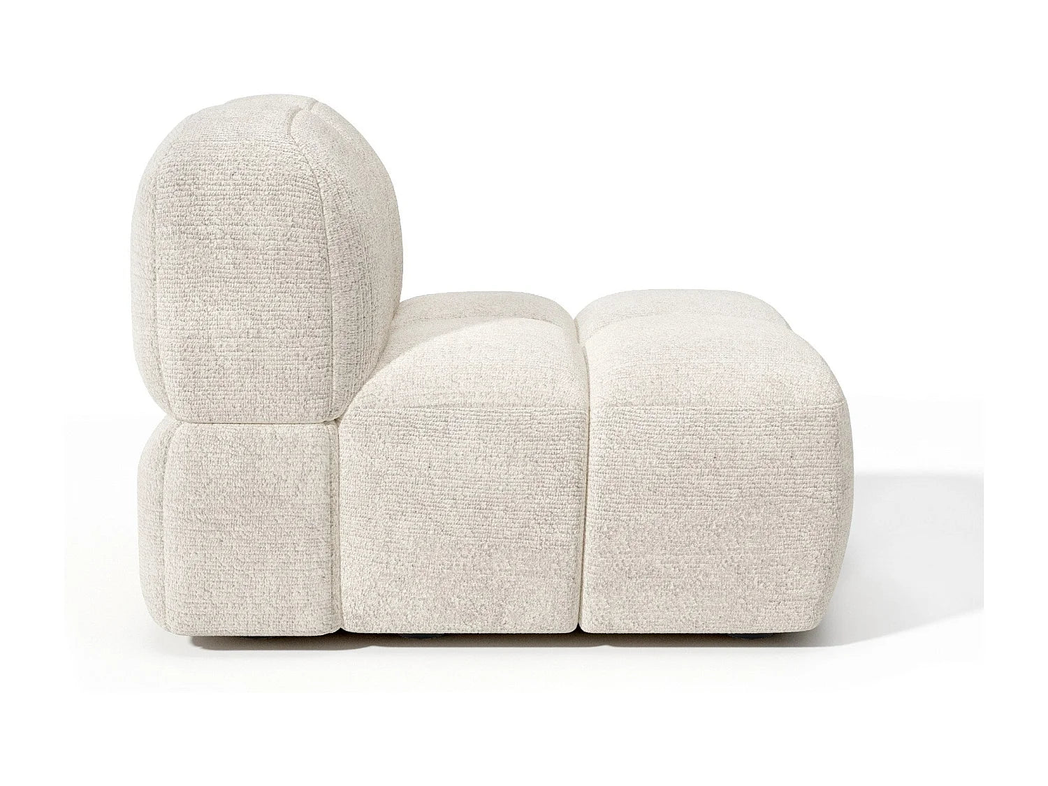 Fauteuil Bubble Japandi en velours texturé crème - NUBI
