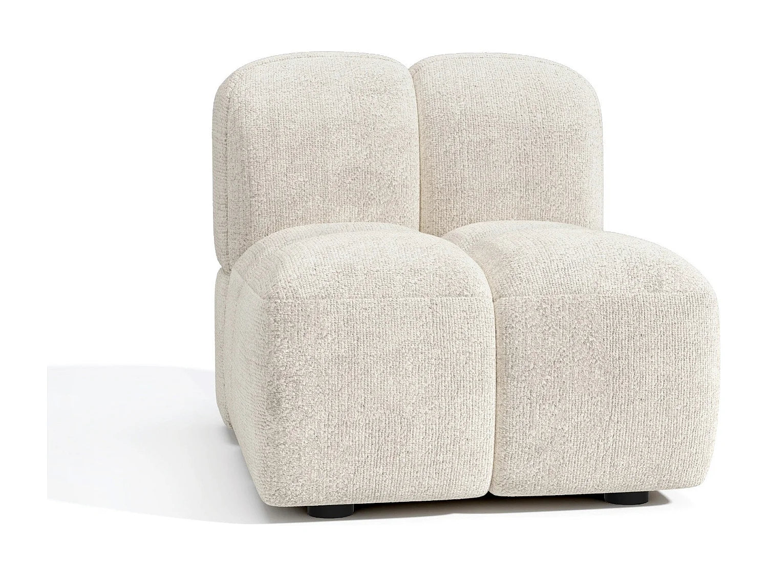 Fauteuil Bubble Japandi en velours texturé crème - NUBI