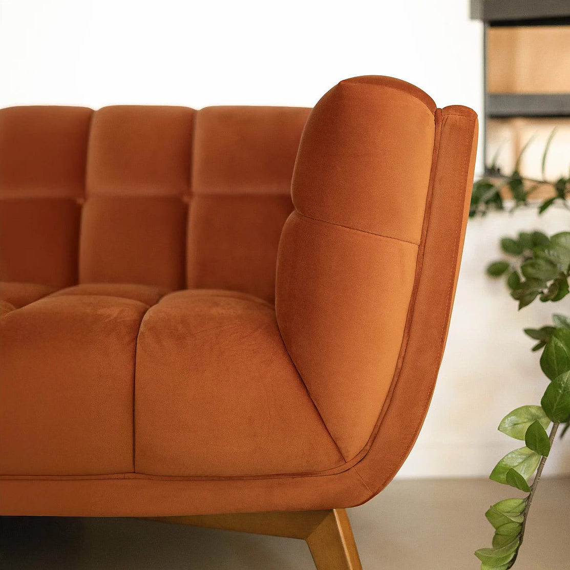 Canapé Bubble vintage en velours terracotta - MONA