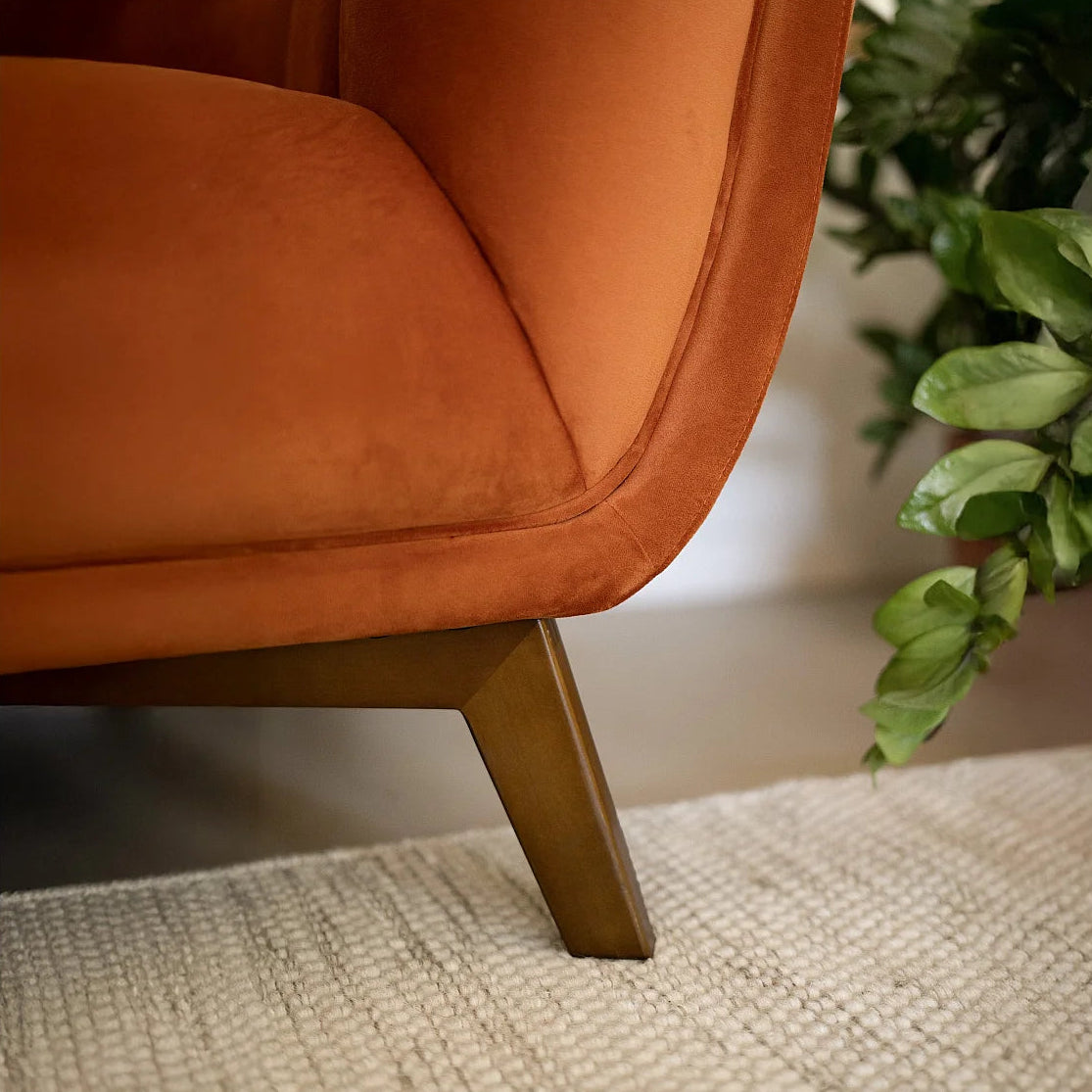 Canapé Bubble vintage en velours terracotta - MONA