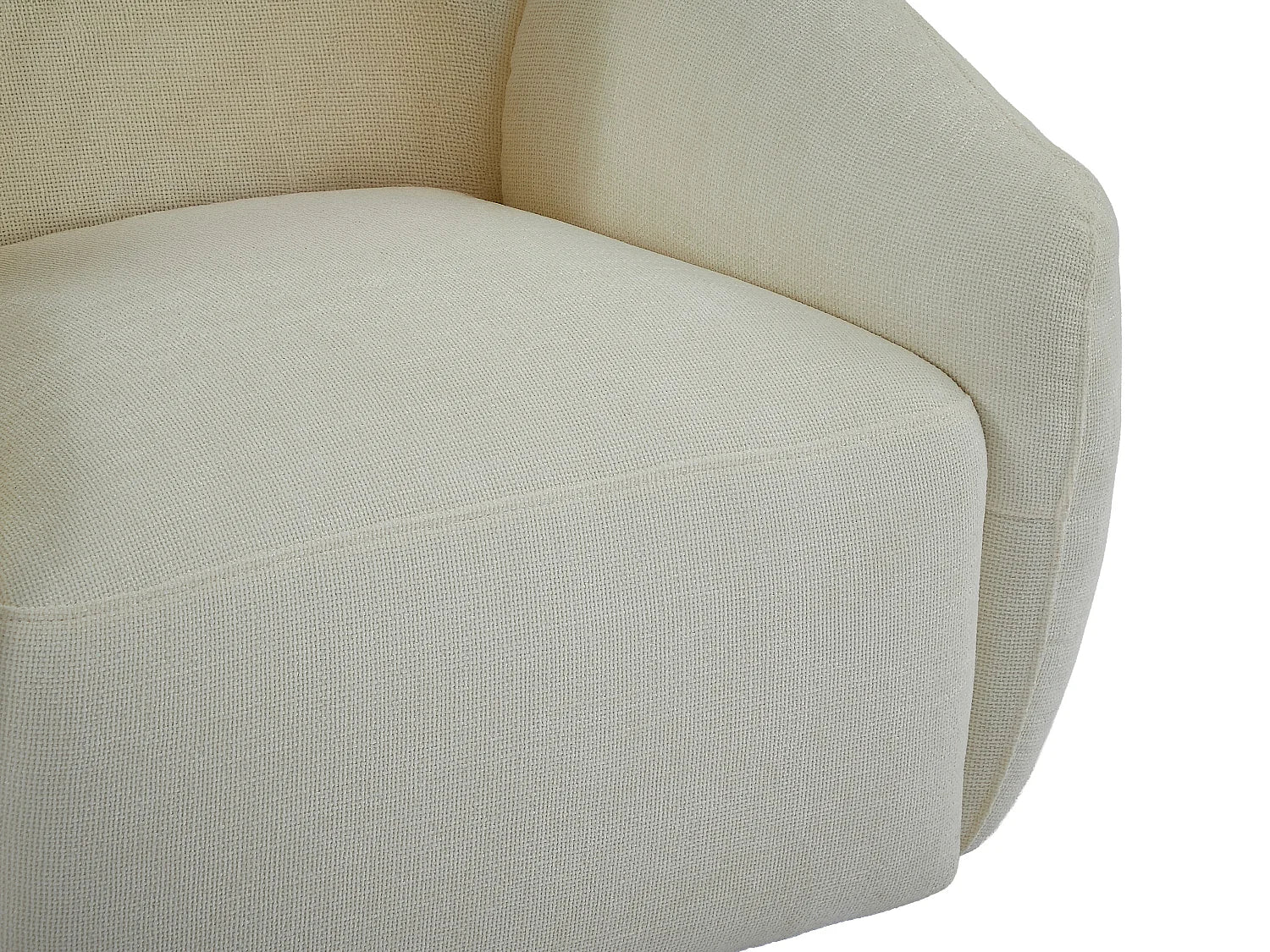 Fauteuil Bubble Confortable pivotant en tissu texturé ivoire - NAFEKI