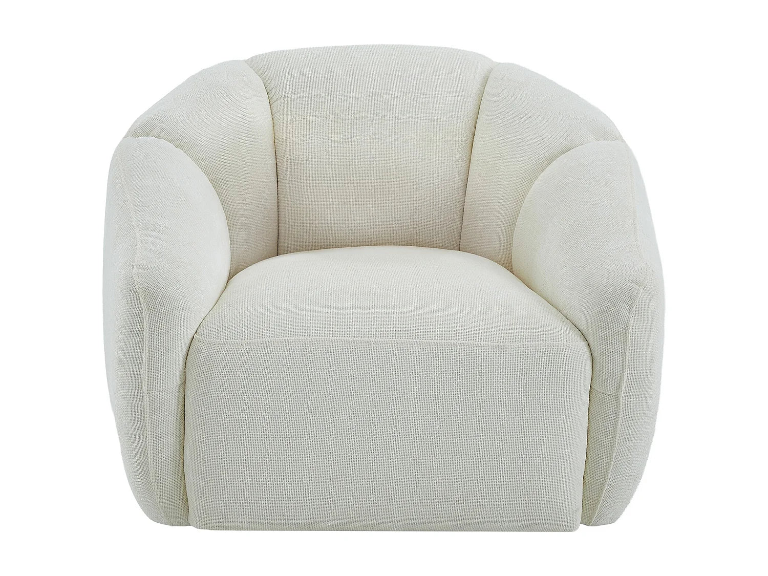 Fauteuil Bubble Confortable pivotant en tissu texturé ivoire - NAFEKI