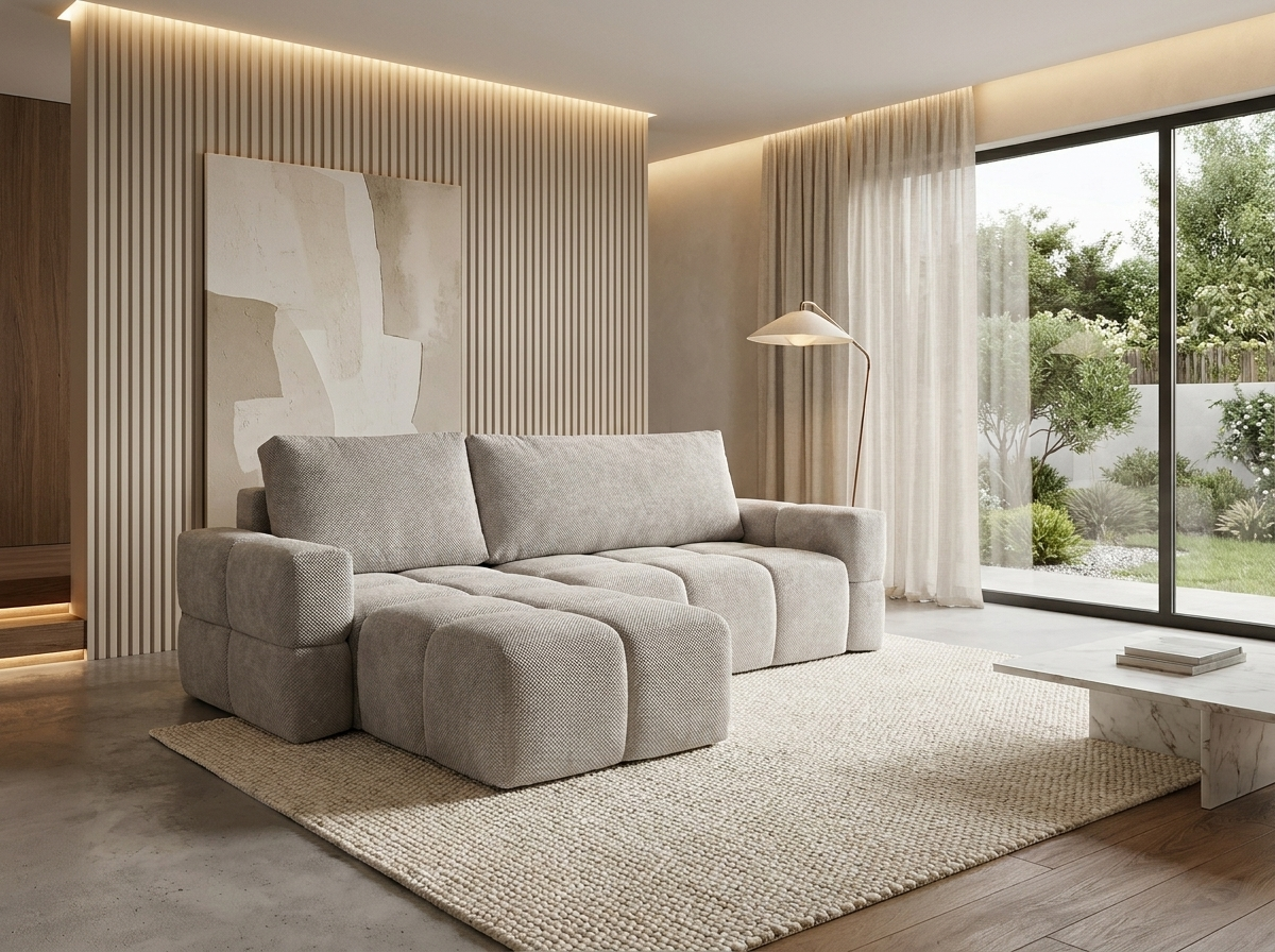 Canapé Bubble d’angle convertible gris – MODENA
