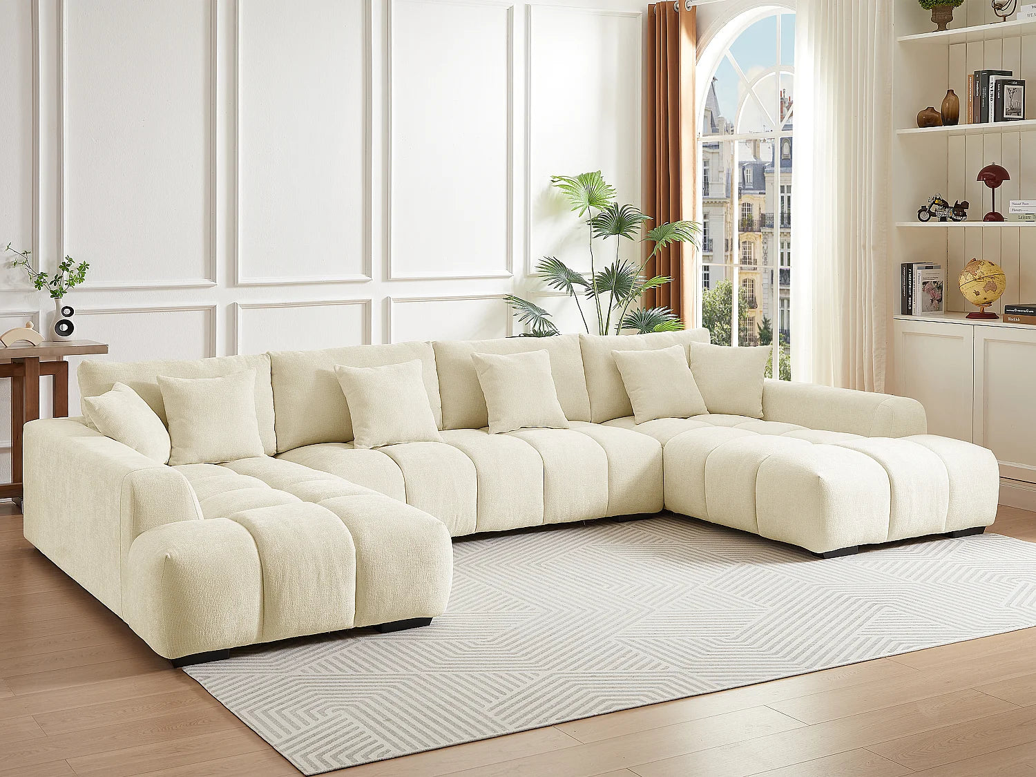 Grand Canapé Bubble d'angle panoramique beige - BERENIA