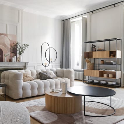 Canapé Bubble Capitonné à 3 places beige sable - LILO