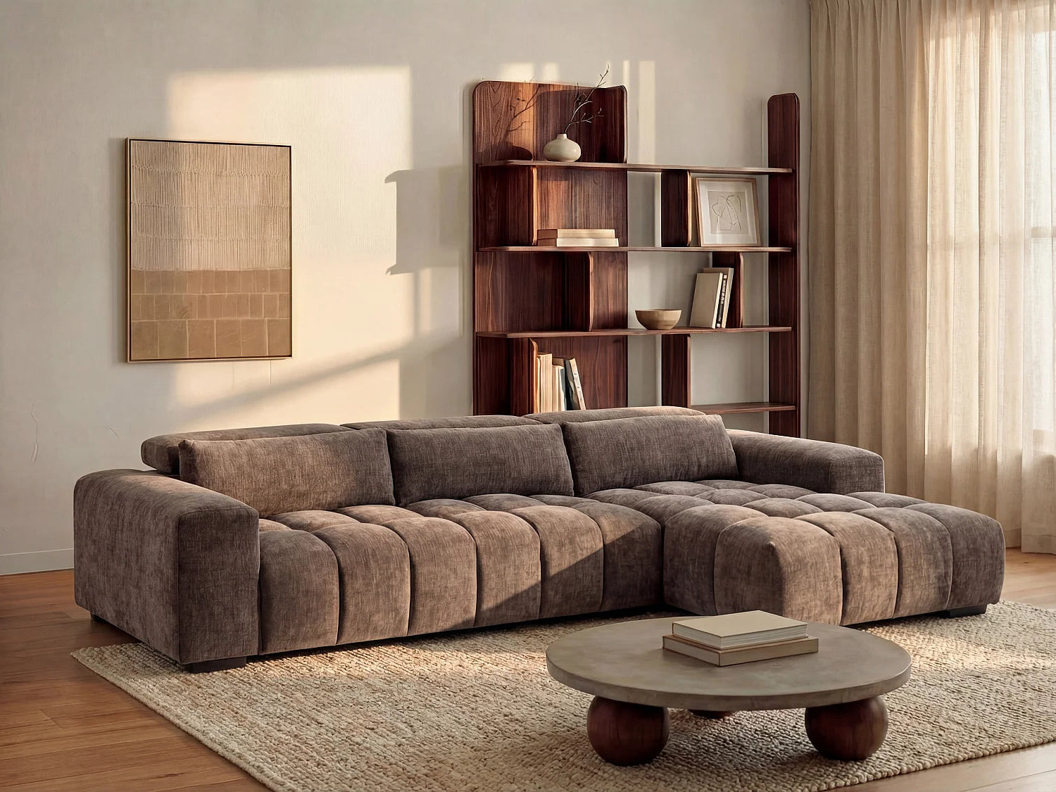 canape bubble d'angle marron