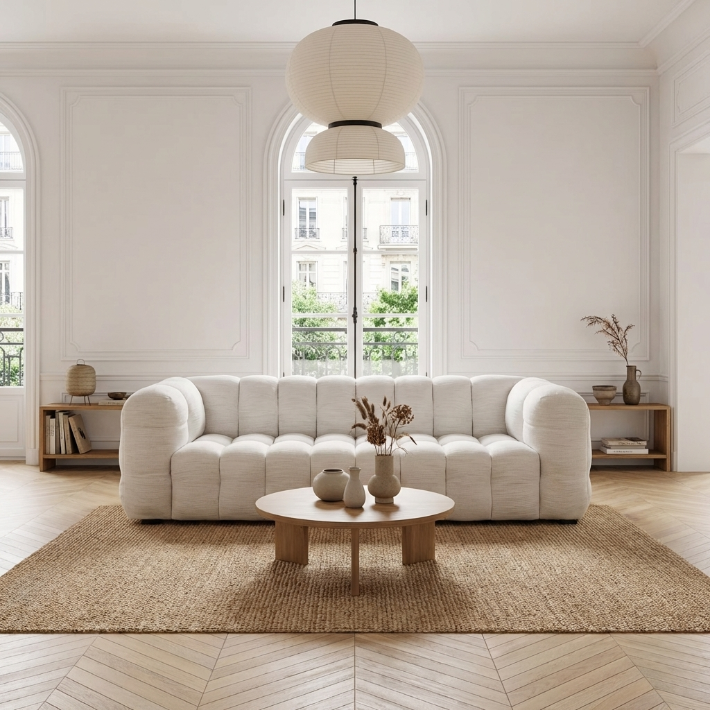 Canapé Bubble Capitonné à 3 places beige sable - LILO