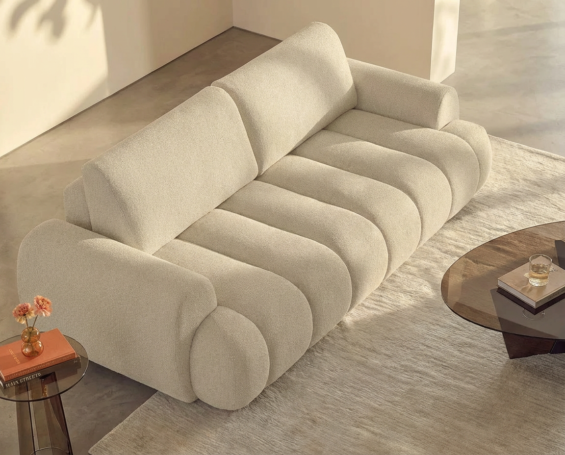 Canapé Bubble à 4 places convertible beige - FRIDORA