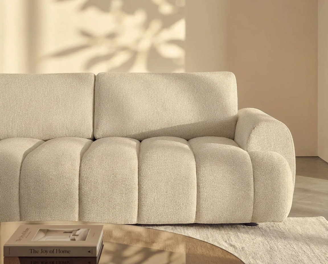 Canapé Bubble à 4 places convertible beige - FRIDORA