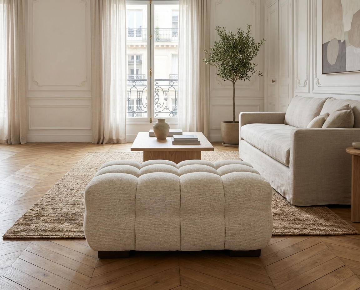 Pouf Bubble Carré beige sable - LILO