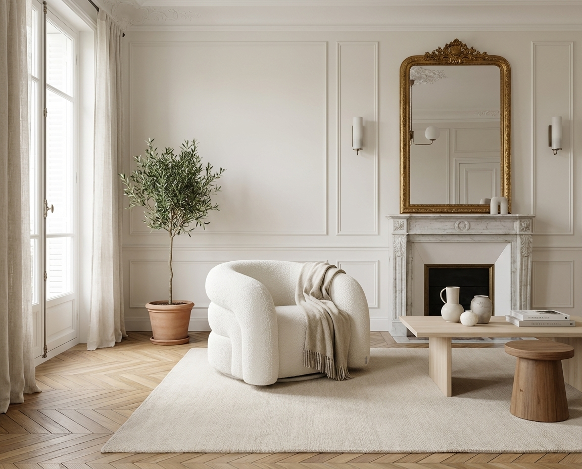 Fauteuil Bubble Design pivotant en bouclette blanc - LAPIOTA
