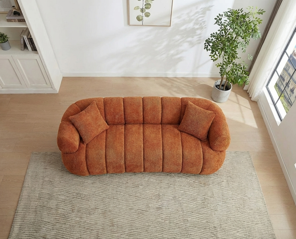 Canapé Bubble Design à 3 places en tissu bouclette terracotta - COLIANI