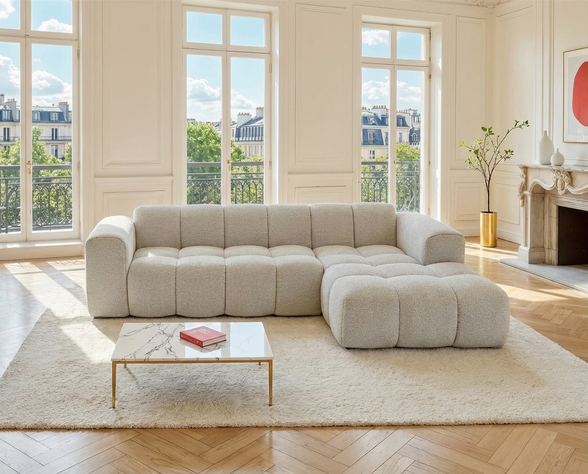 Canapé Bubble d'angle droit beige - CALESO