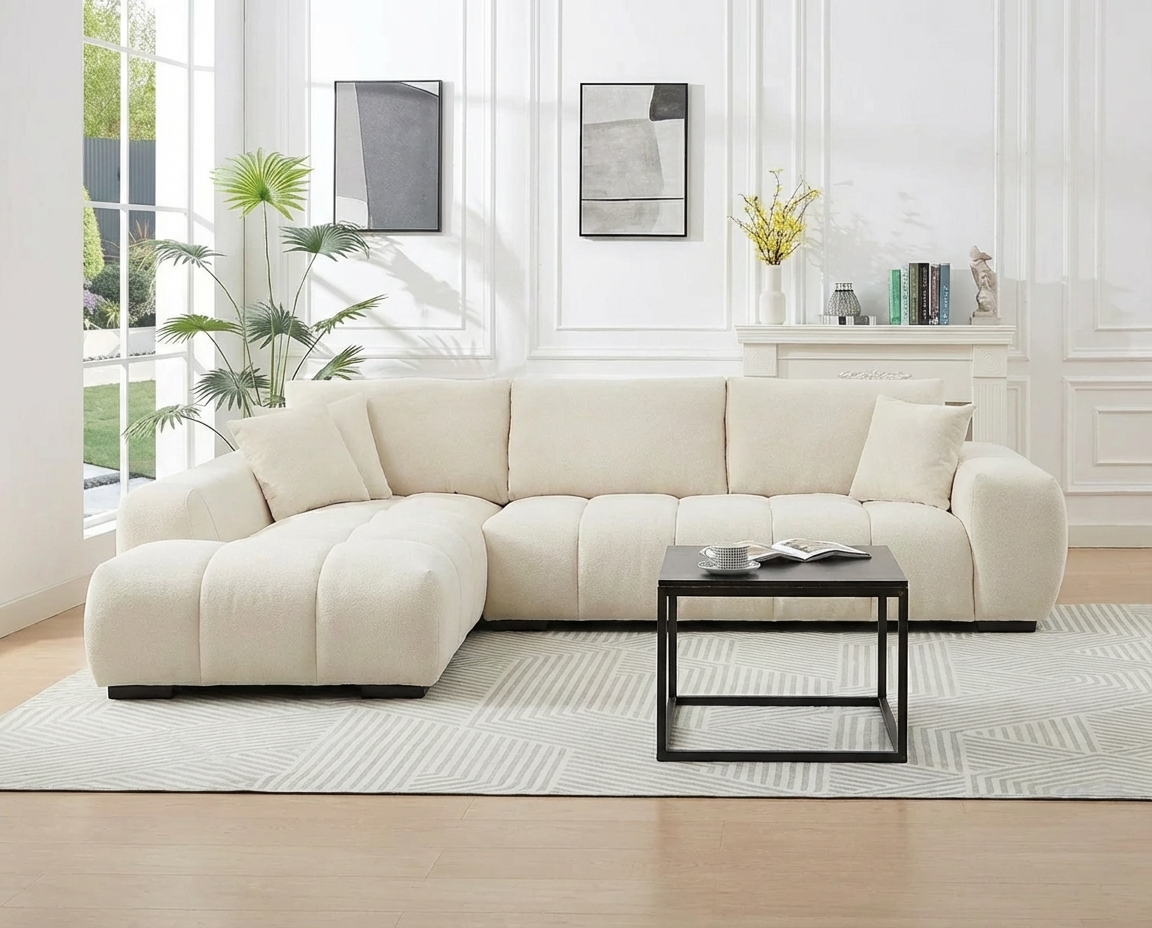 Canapé Bubble Moderne d'angle gauche beige - BERENIA