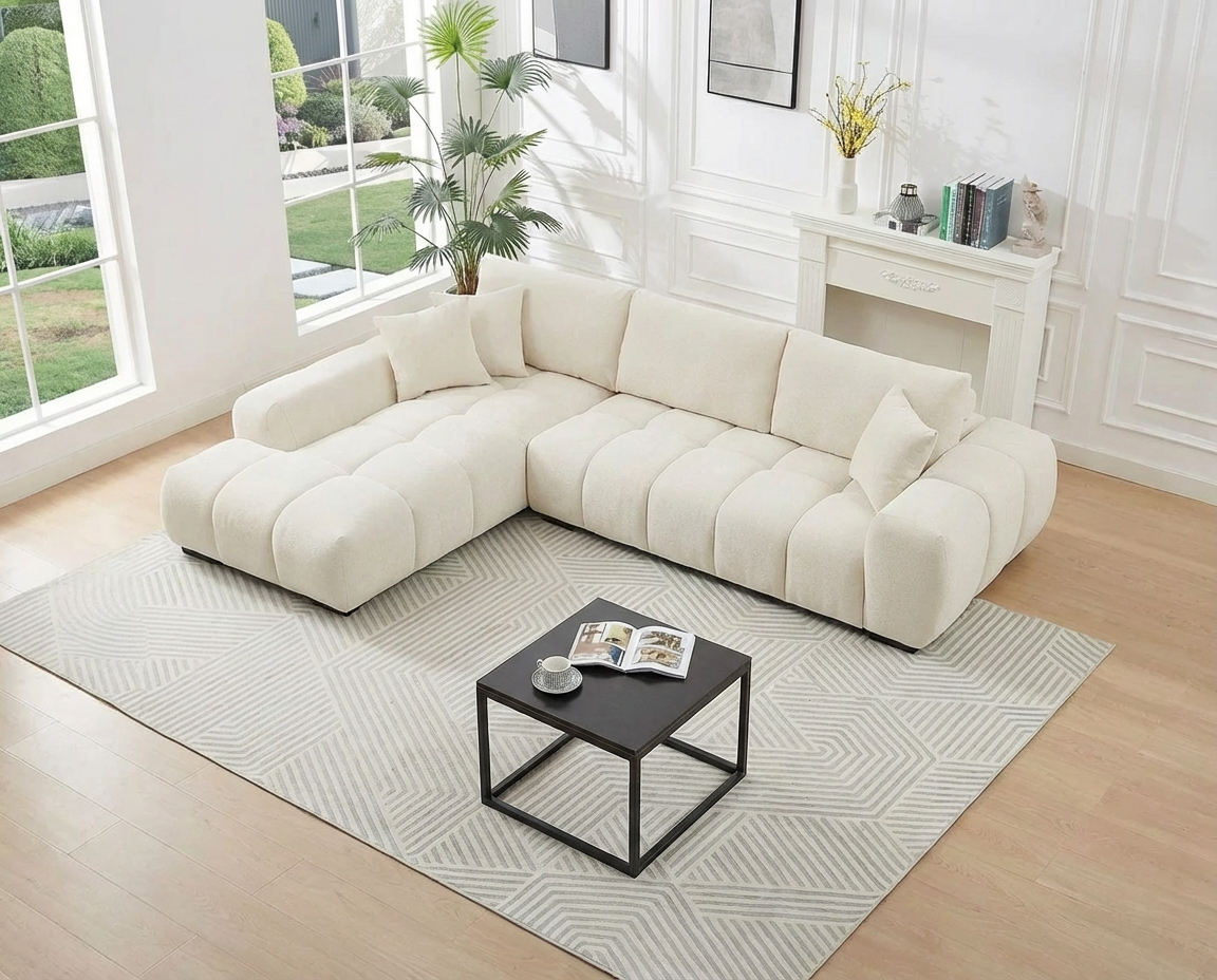 Canapé Bubble Moderne d'angle gauche beige - BERENIA