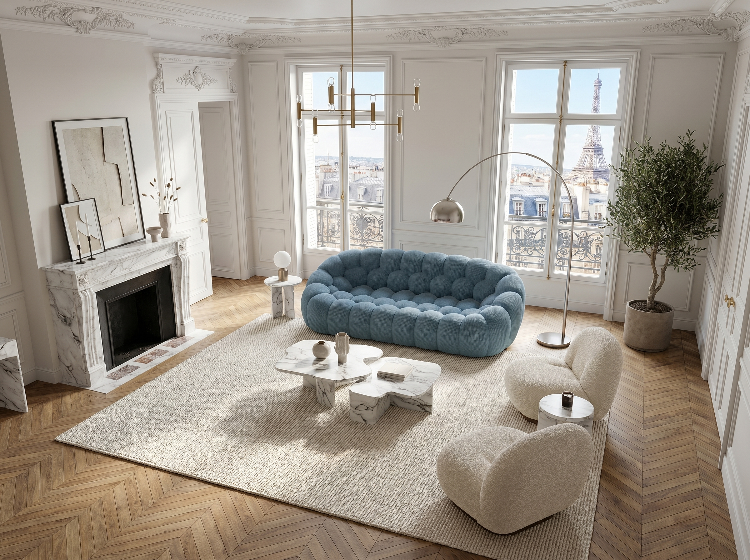 Canapé Bubble Bleu Ardoise 2 places - Coco Living